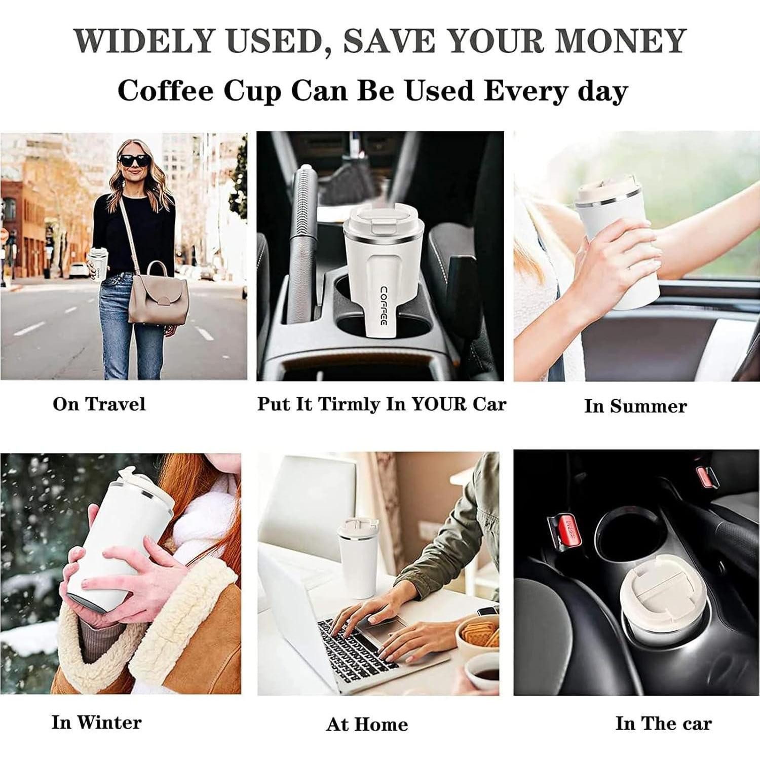 LuxusKollektion Coffee-to-go-Becher Kaffeebecher to go Thermobecher 380ml 2er Set Weiß Rosa Edelstahl