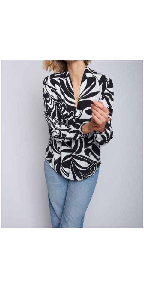 Hemdbluse Bluse EMILY VAN DEN BERGH schwarz/weiß