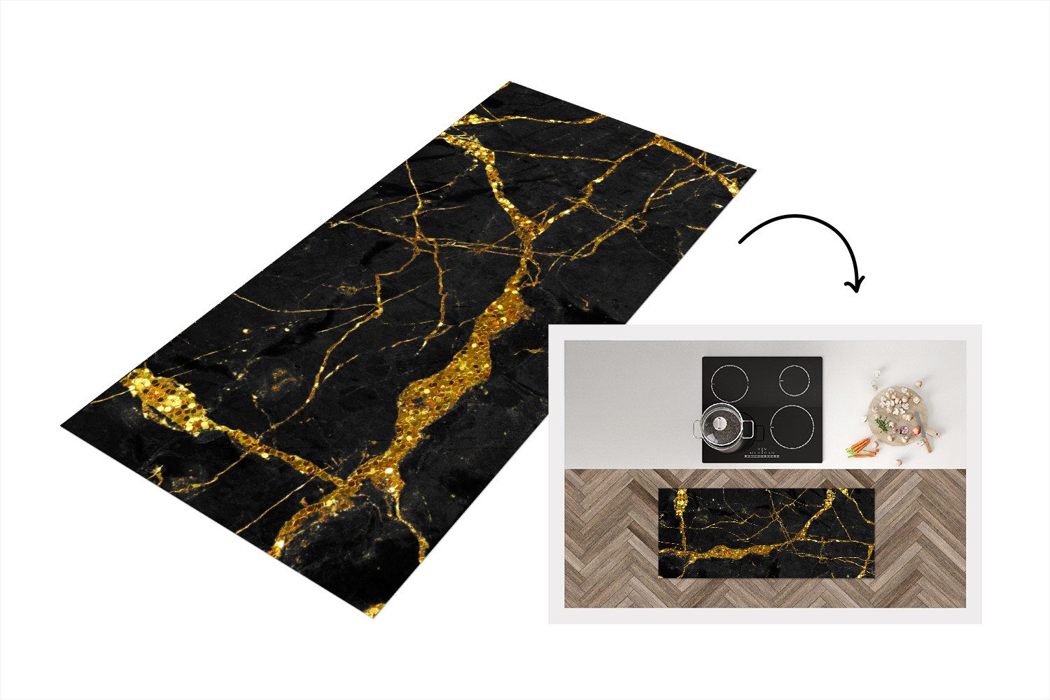 MuchoWow Küchenläufer Marmor - Gold - günstig online kaufen