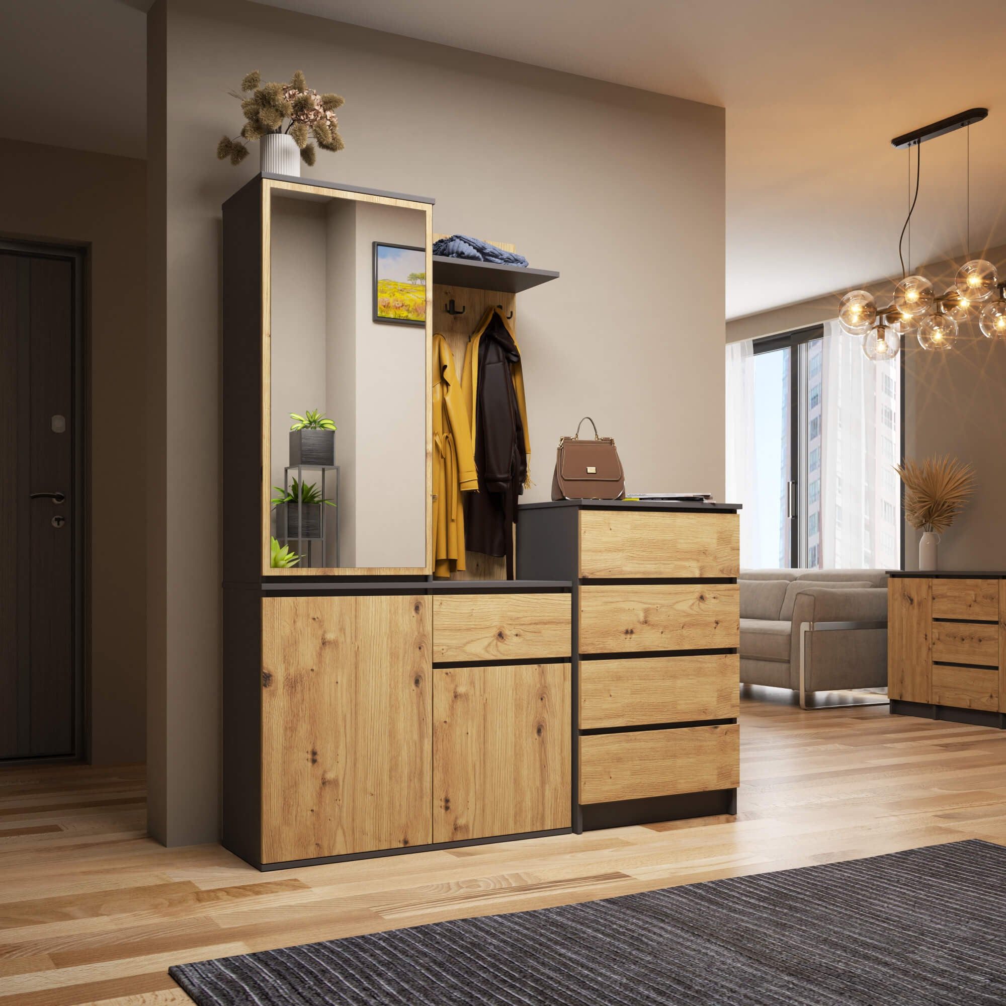 Raumhirsch Furniture Schuhschrank Schuhschrank, Garderobenschrank, Eingangsbereich (verschiedene Farben - Maße: 95 x 183 x 35 cm) - Hochwertig & stabil
