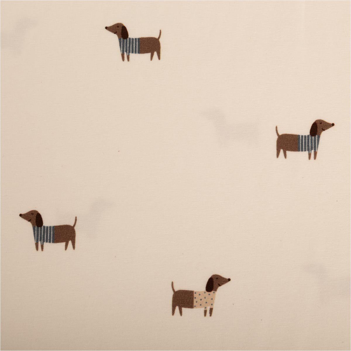 SCHÖNER LEBEN. Stoff Jersey Stoff Baumwolljersey Hunde wollweiß braun 1,50m Breite, allergikergeeignet