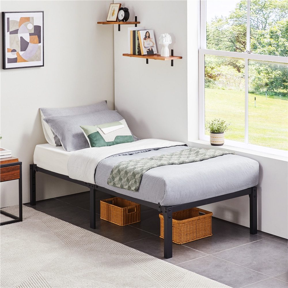 Yaheetech Metallbett 90x190/90x200/140x200/160x200 cm, Bettrahmen 36/41 cm H mit Lattenrost, Bettgestell aus Metall