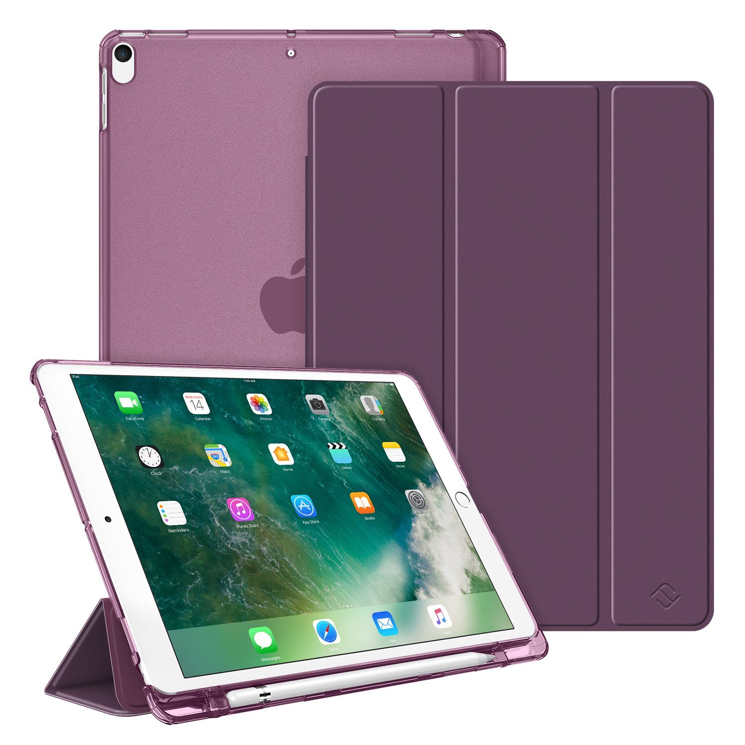 Fintie Tablet-Hülle mit Pencil Halter für iPad Air 10.5" 2019 (3. Gen)/iPad Pro 10.5" 2017, Ultradünn Hülle mit transparenter Rückseite Abdeckung, Auto Sleep/Wake