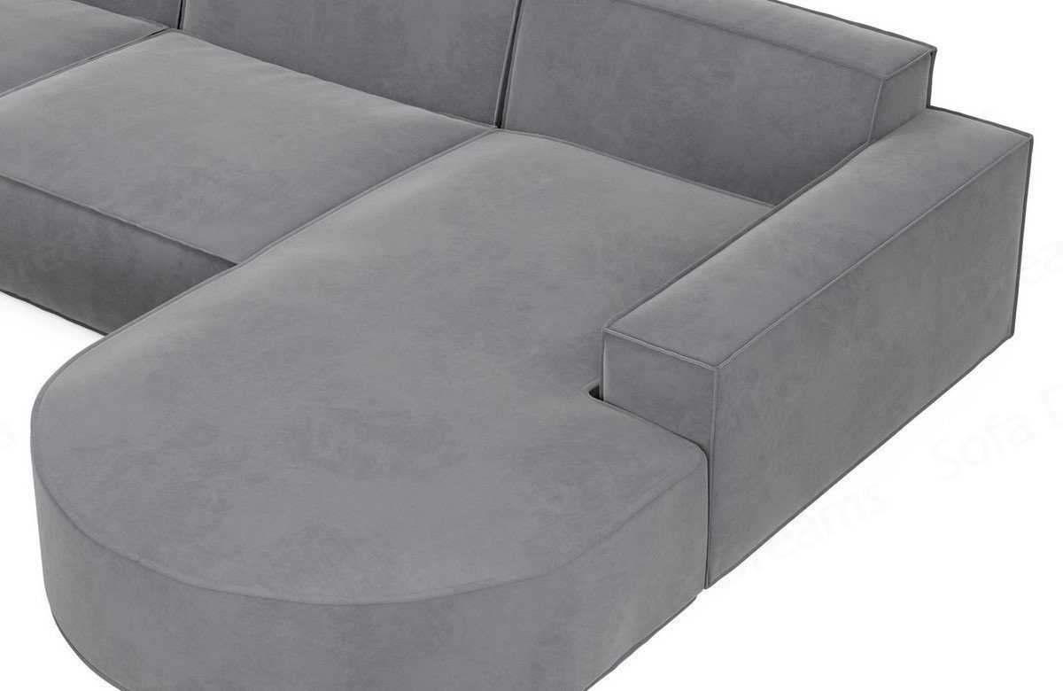 Alegranza Polstersofa Couch Stoffsofa Polster kurz Eck Hellgrau-Mo84 Design Ecksofa Sofa Sofa Dreams L