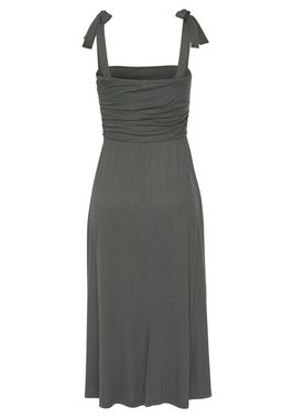 LASCANA Midikleid mit Trägern zum Knoten und Schlitz, Sommerkleid, Strandkleid, Basic