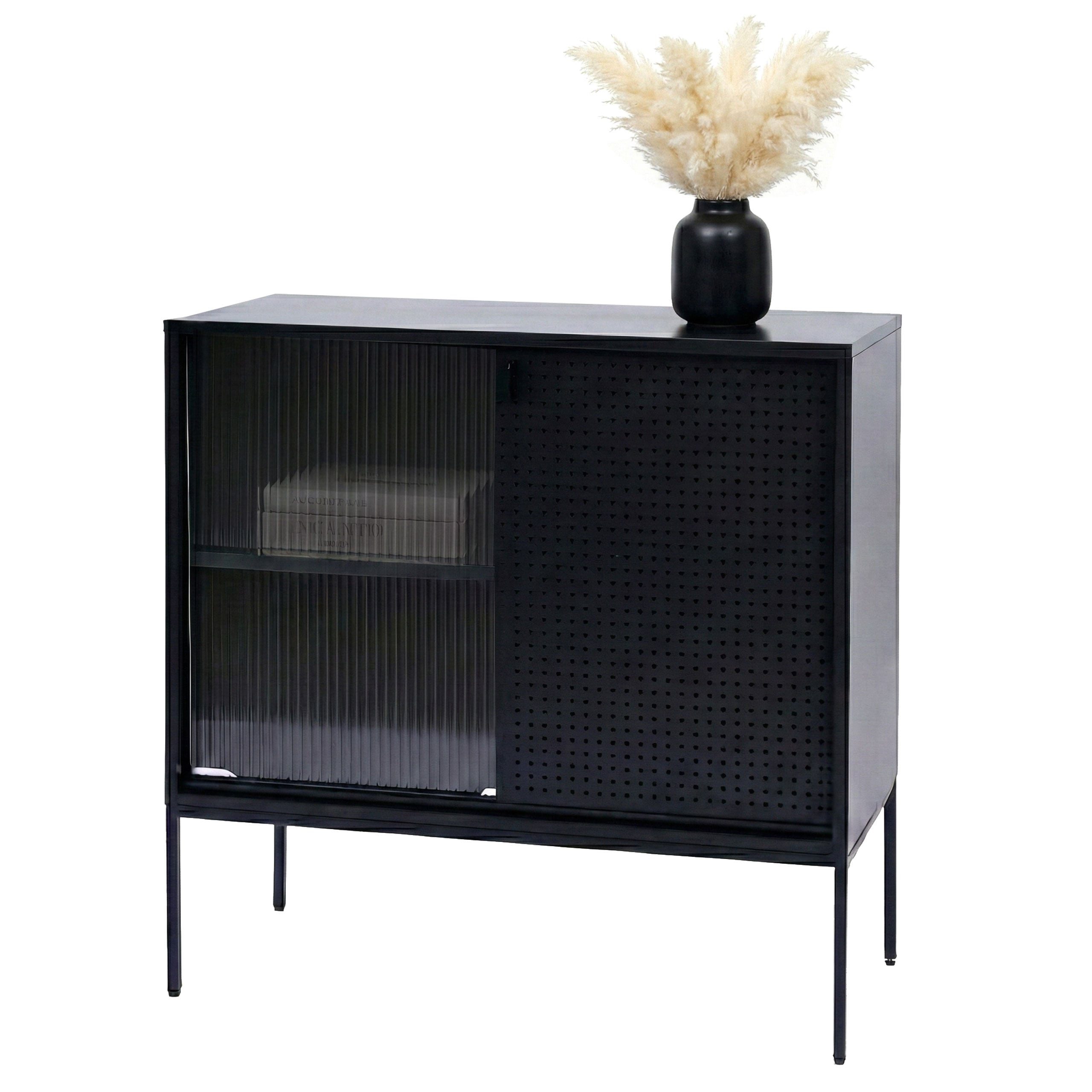 MCW Kommode MCW-O90, Halbtransparente Schilfglastüren