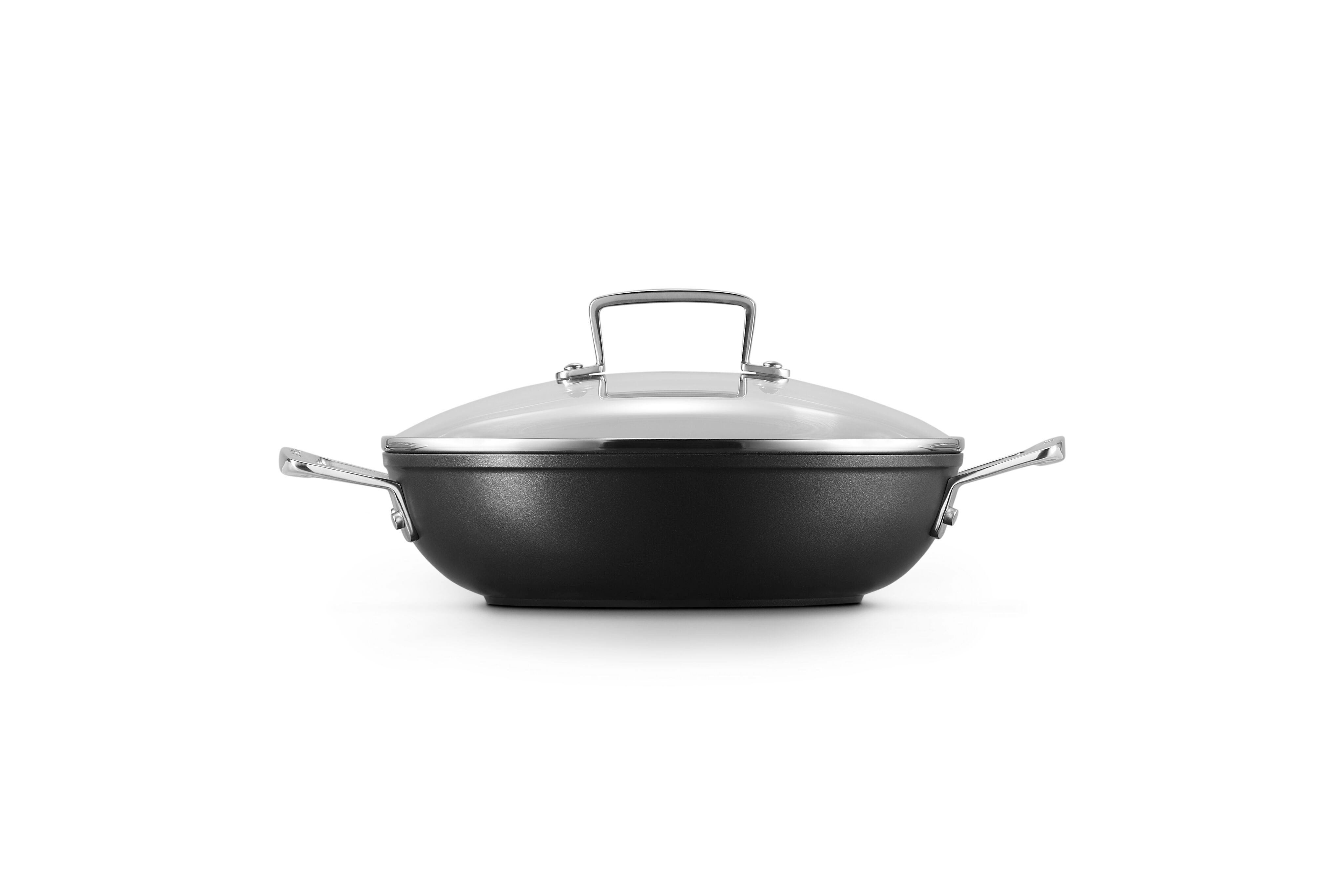 LE CREUSET Bratpfanne Aluminium-Antihaft Profipfanne mit Deckel, Aluminium, Ø 24 cm, Anthrazit/Silber, 51107240010502