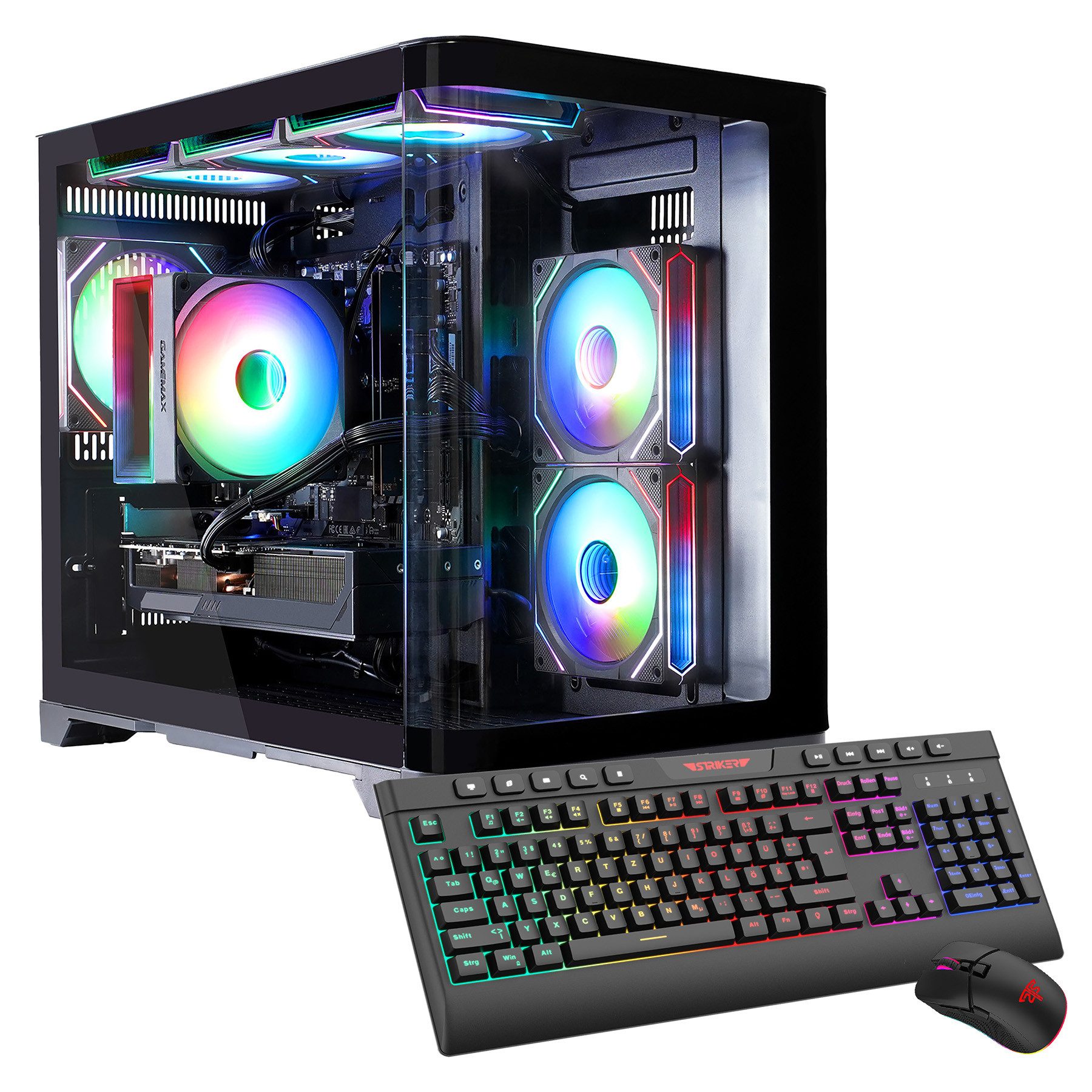 GAMEMAX HYPE-M BK 8014 AMD Ryzen 7 9700X 16GB DDR5 1TB SSD RX 9070 XT Gaming-PC (AMD Ryzen 7 9700X, RX 9070 XT, 16 GB RAM, 1000 GB SSD, Luftkühlung aktiv, Windows 11, DDR5 RAM)
