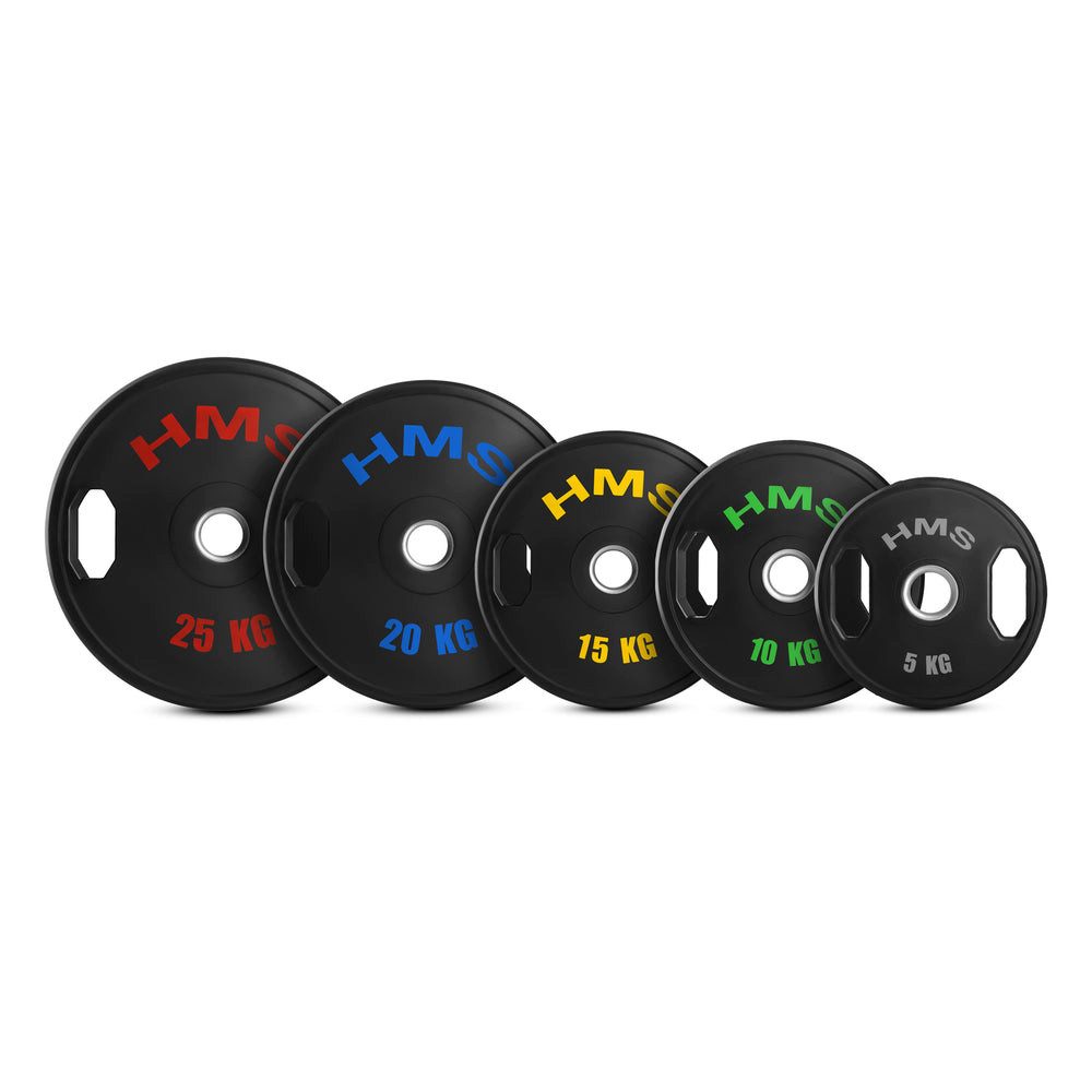HMS Gewichtsscheibe Olympische Hantelscheibe 2 x 15 kg, (Spar-Set, 2-tlg., Praktische Griffe), Passend für alle 50-mm-Langhantelstangen im Homegym und Fitnessstudio
