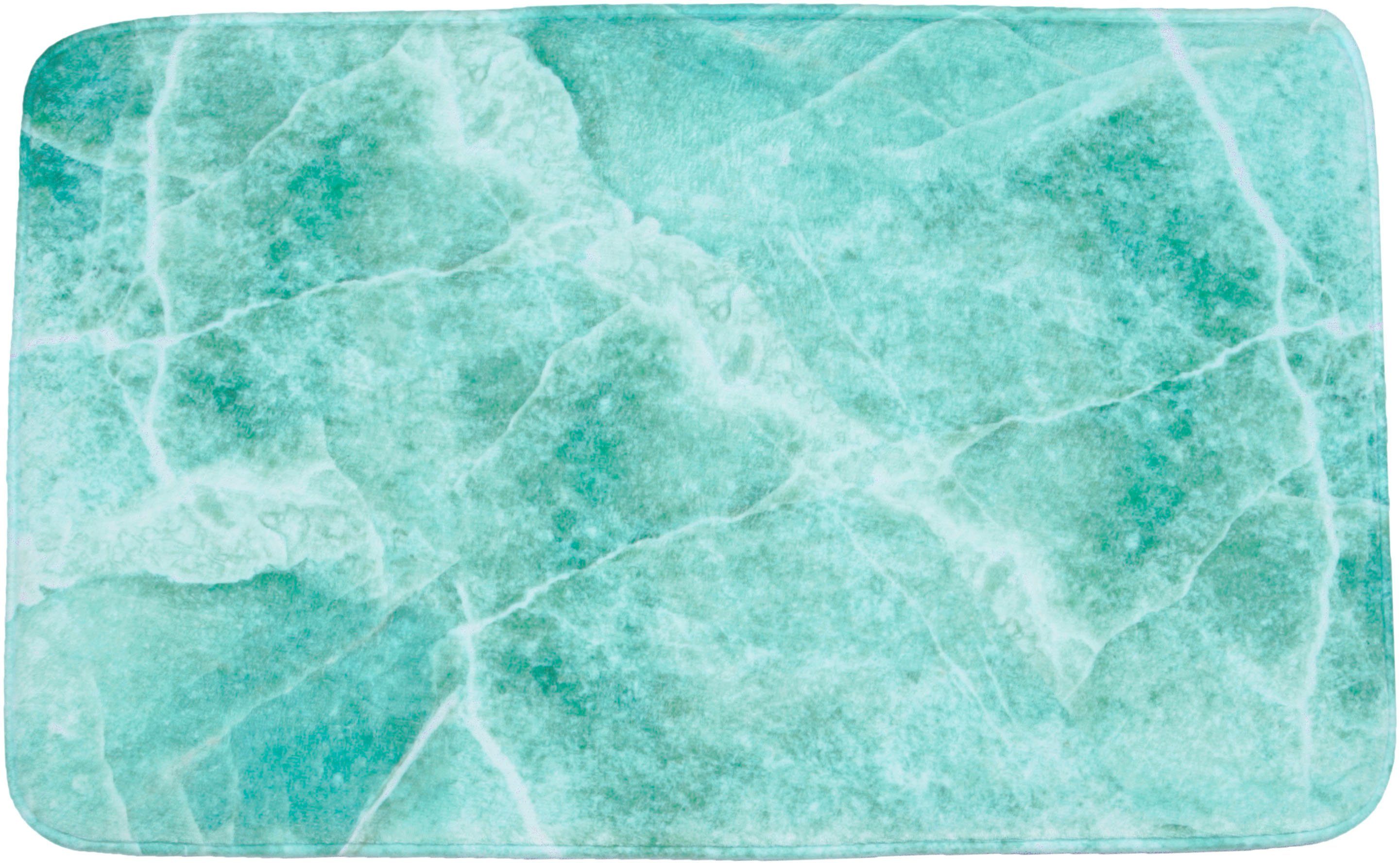 Badematte Marmor Grün Sanilo, Höhe 15 mm, schnell trocknend, Polyester, rechteckig, Memory Schaum