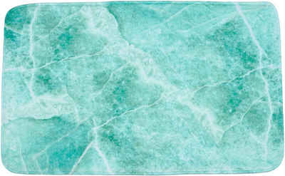 Badematte Marmor Grün Sanilo, Höhe 15 mm, schnell trocknend, Polyester, rechteckig, Memory Schaum