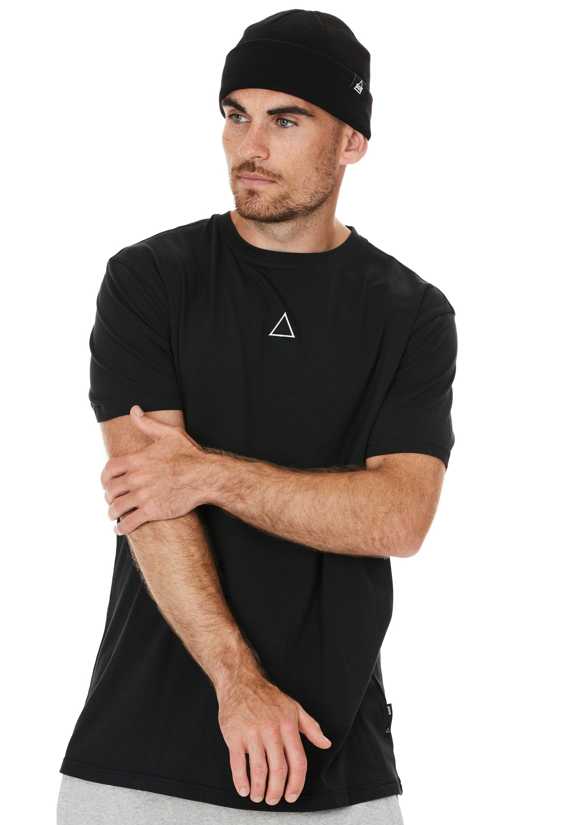 SOS T-Shirt Kobla (1-tlg) mit aufgesticktem Markenlogo auf der Front schwarz