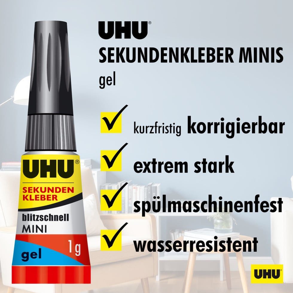 UHU Bastelkleber UHU Sekundenkleber blitzschnell Minis 3 x 1 g gel