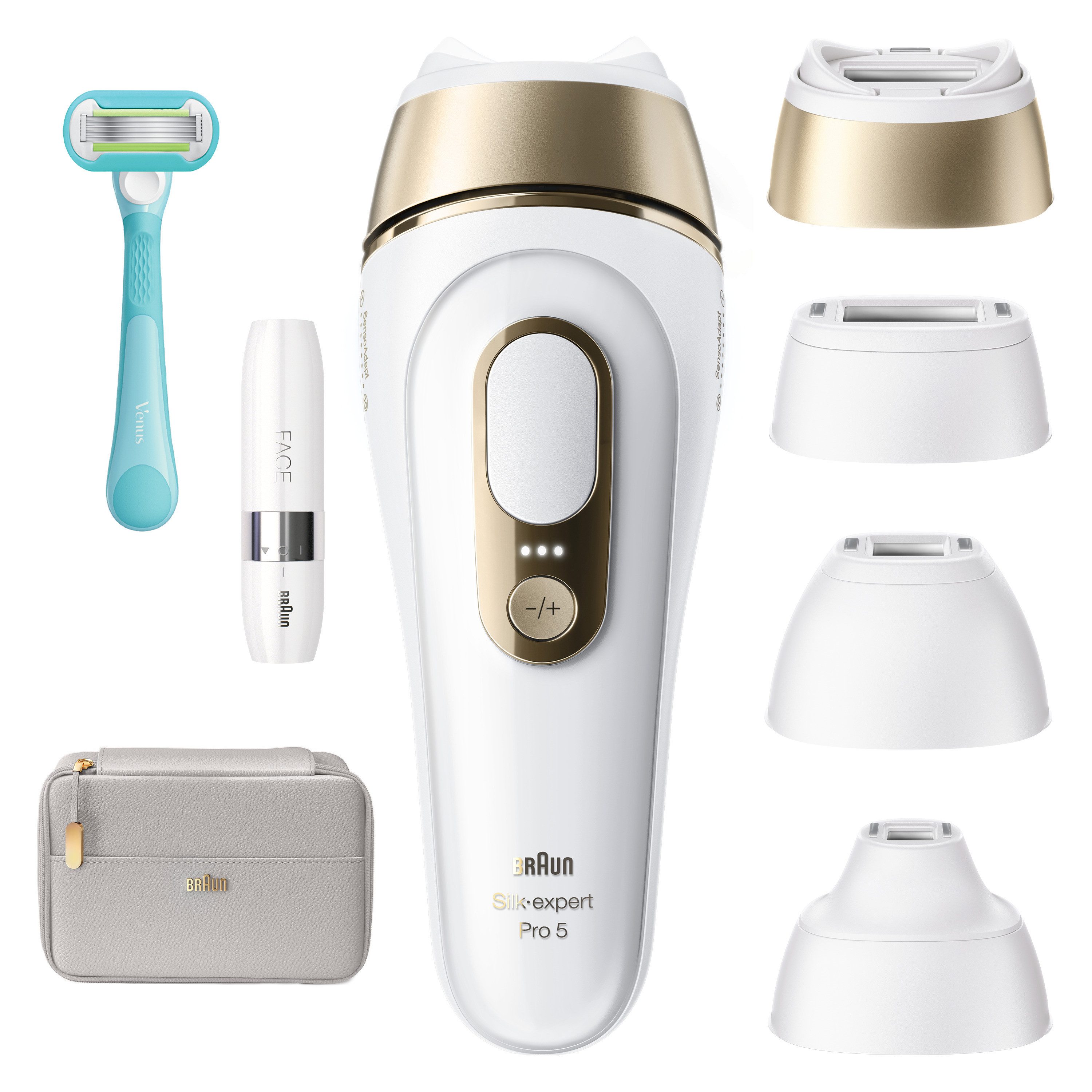 Braun IPL-Haarentferner Silk·expert Pro 5 PL5412 (Modell 2026) PL5152 (Modell 2025), pro Minute bis zu 125 Lichtimpulse, 2 Aufsätze, Venus Rasierer &  Aufbewahrungstasche