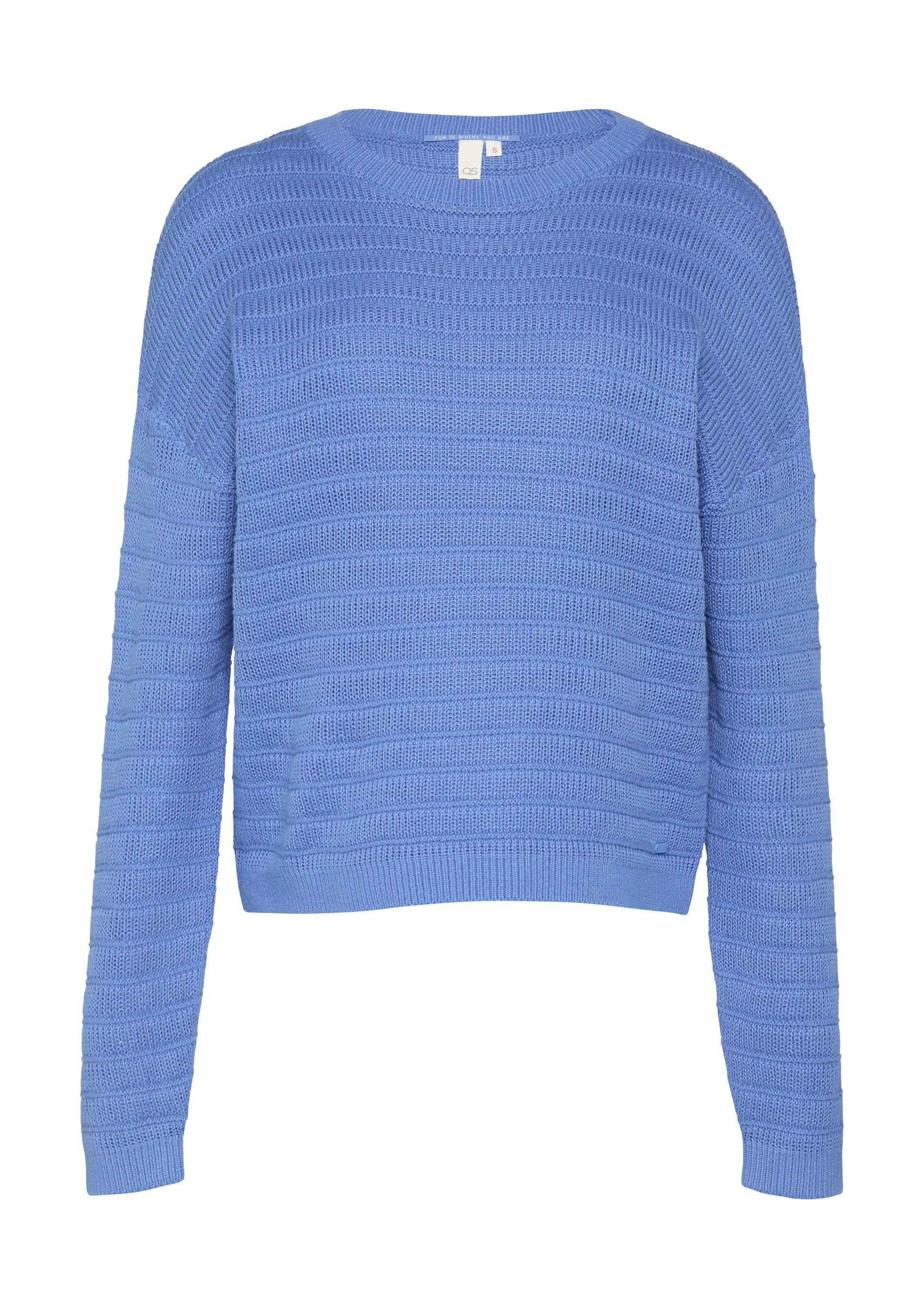 QS Longpullover Strickpullover Baumwollmix-Pullover mit Strukturmuster günstig online kaufen