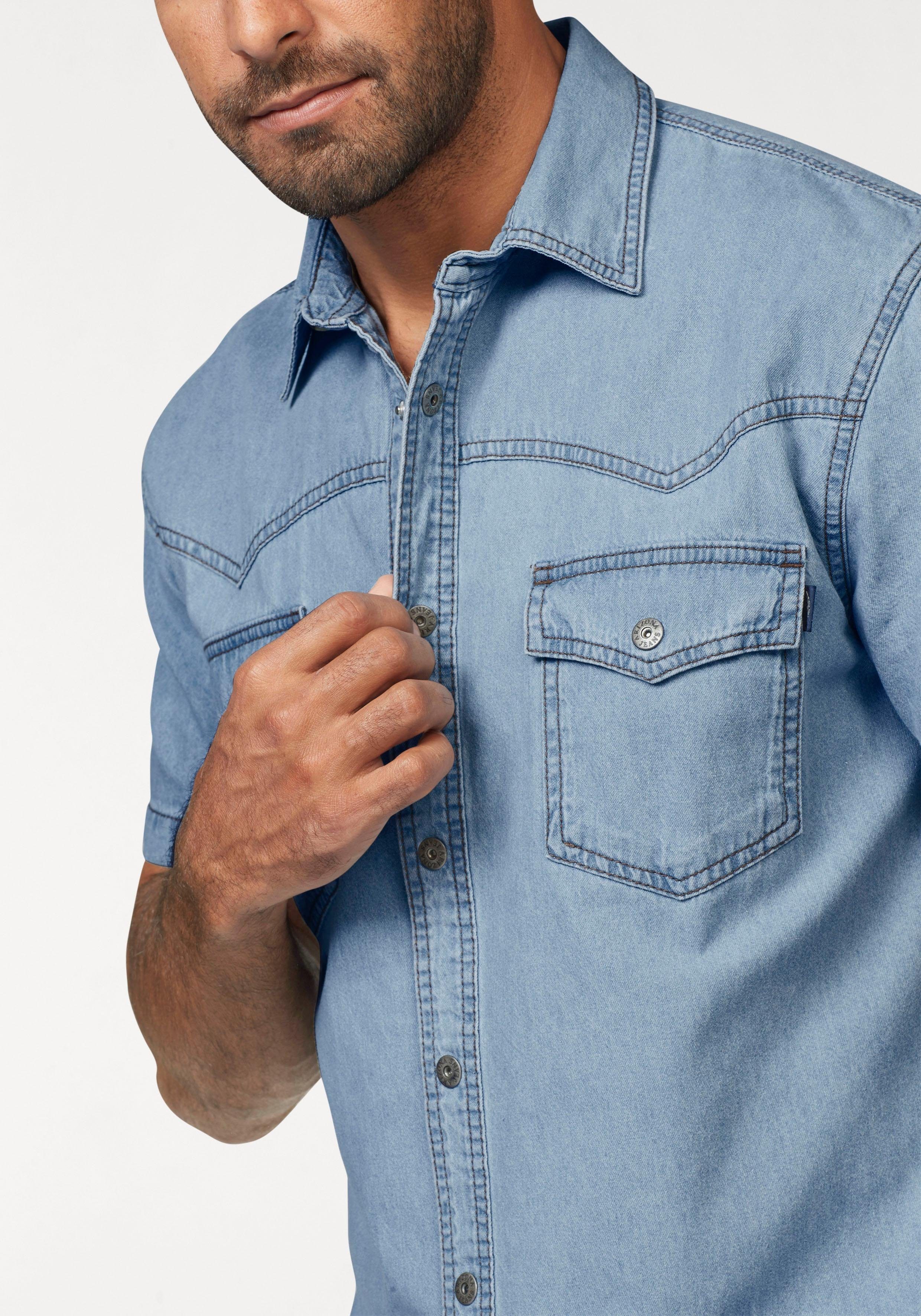 Arizona Jeanshemd Kurzarm im Western Stil – Bild 3 von 5