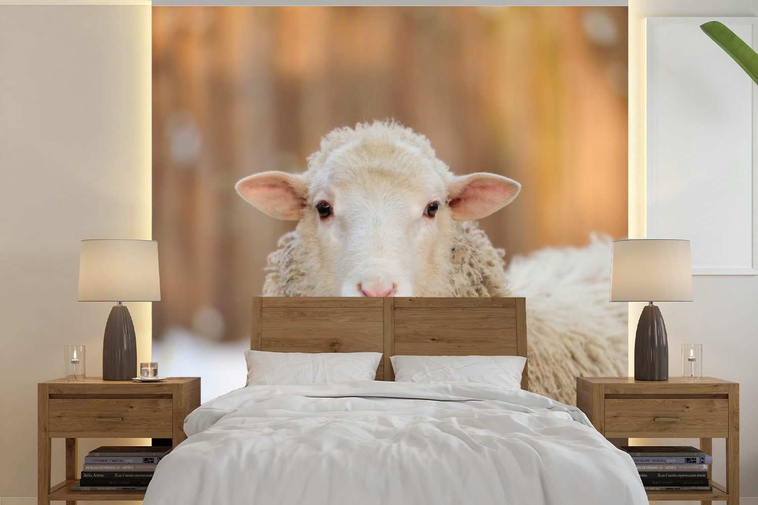 Wandtapete - (5 für Schafe MuchoWow St), Schlafzimmer, oder Schnee Matt, - Fototapete Vinyl bedruckt, Wolle, Wohnzimmer Tapete
