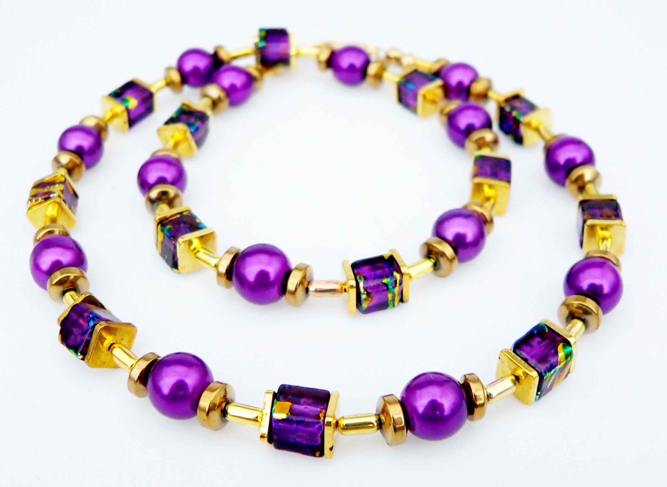 traumschmuck Collier 495d Collier Halskette Hämatit, Würfel, Perlen, Glas, günstig online kaufen