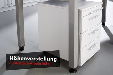 bümö Schreibtisch Serie-Q Gestell: Silber - Arbeitshöhe: höhenverstellbar, Quadrat: 80 x 80 cm - Dekor: Eiche