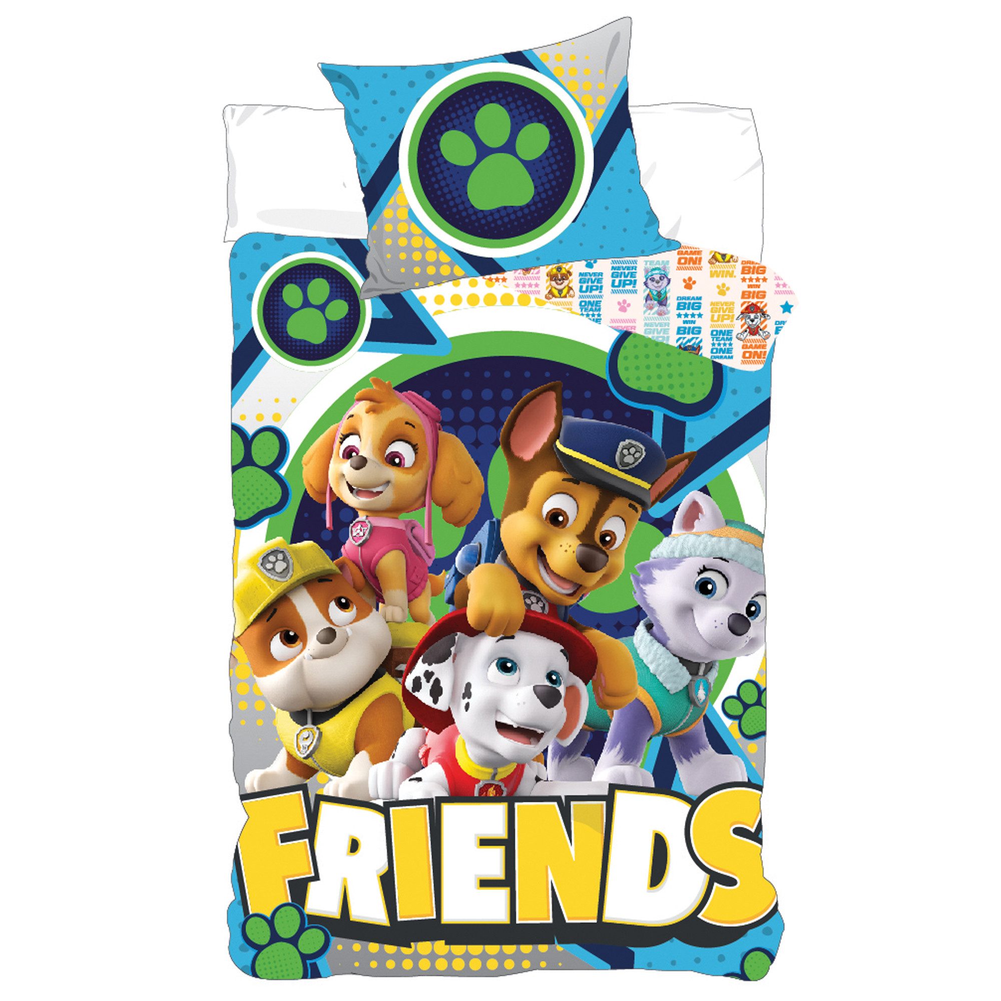 Kinderbettwäsche Paw Patrol Baby / Kleinkind Bettwäsche Friends Linon / Renforcé, BERONAGE, 100% Baumwolle, 2 teilig, 135x100 + 60x40 cm