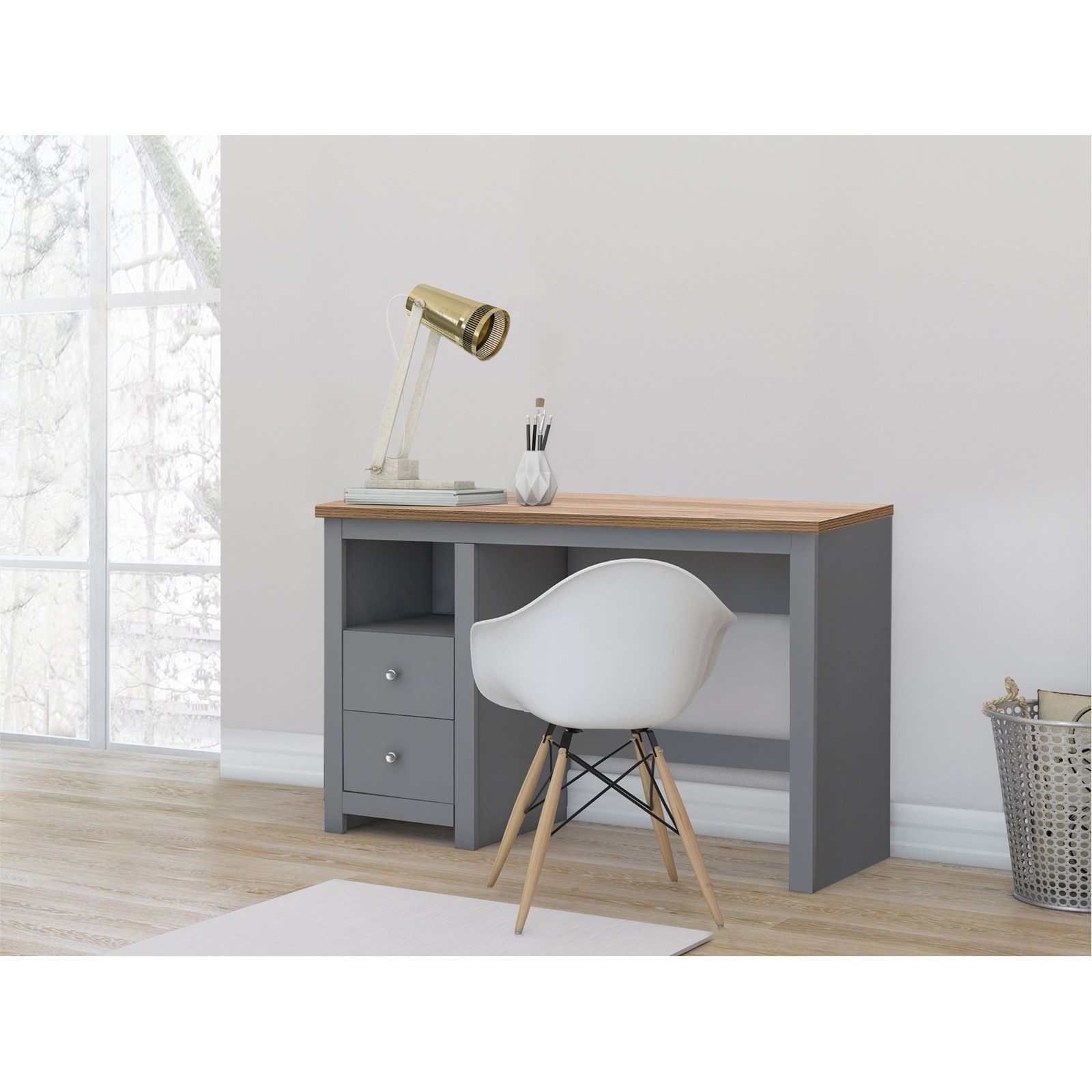 loft24 Schreibtisch, mit 2 Schubladen im Landhausstil, MDF, Breite 120 cm