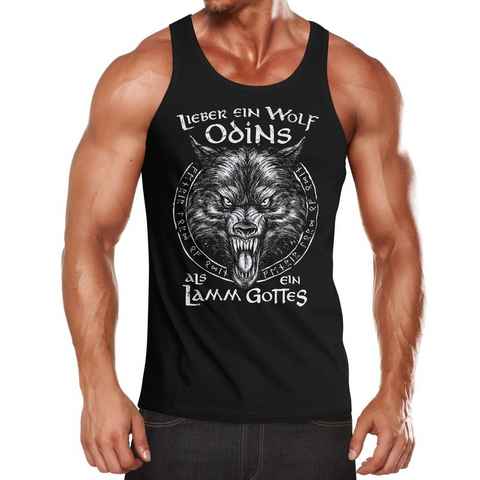 Neverless Tanktop Herren Tank-Top Lieber ein Wolf Odins als ein Lamm Gottes Wikinger nordische Mythologie Muskelshirt Muscle Shirt Neverless® mit Print