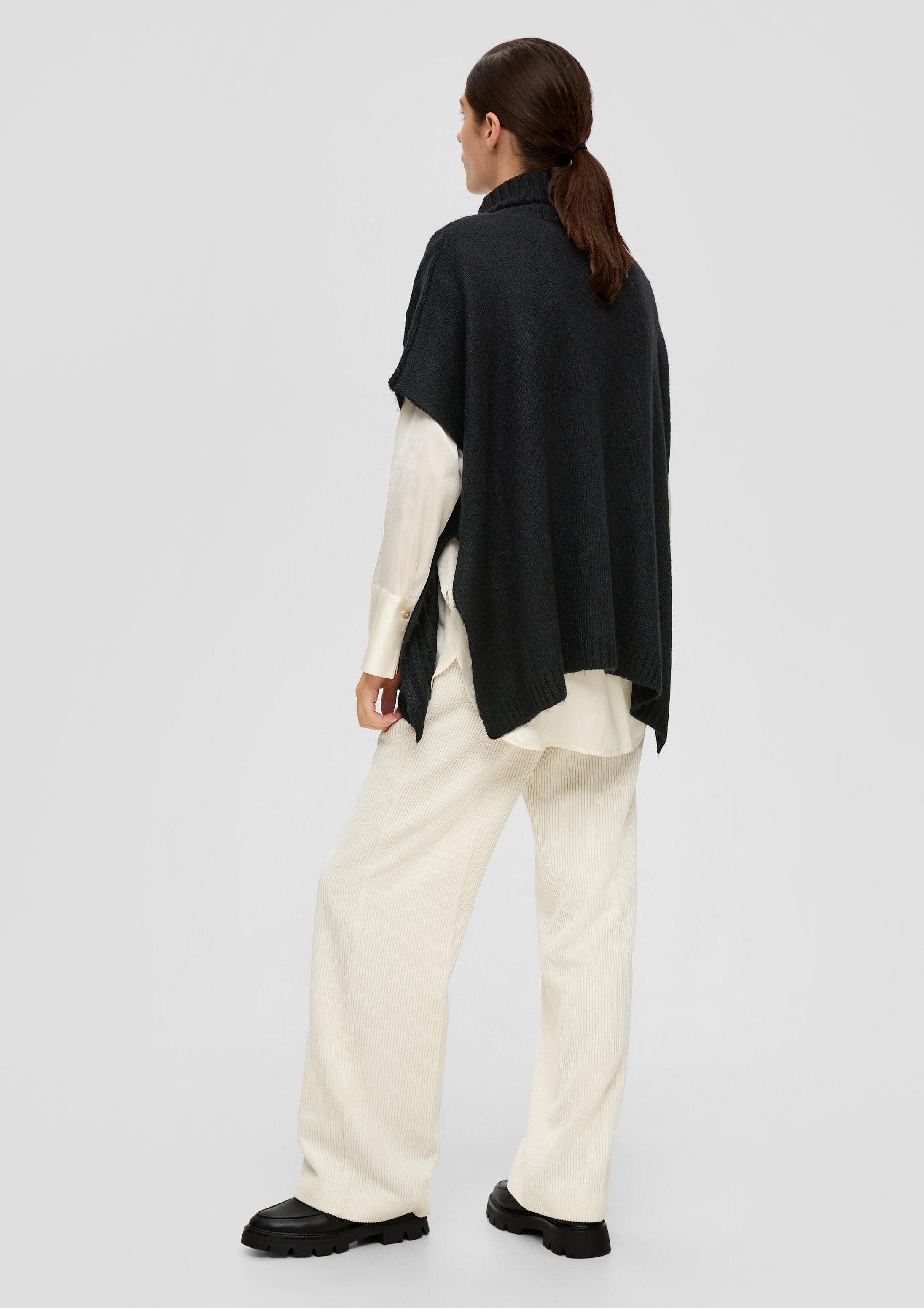s.Oliver Poncho Strickjacke Oversized Strickponcho aus Wollmix