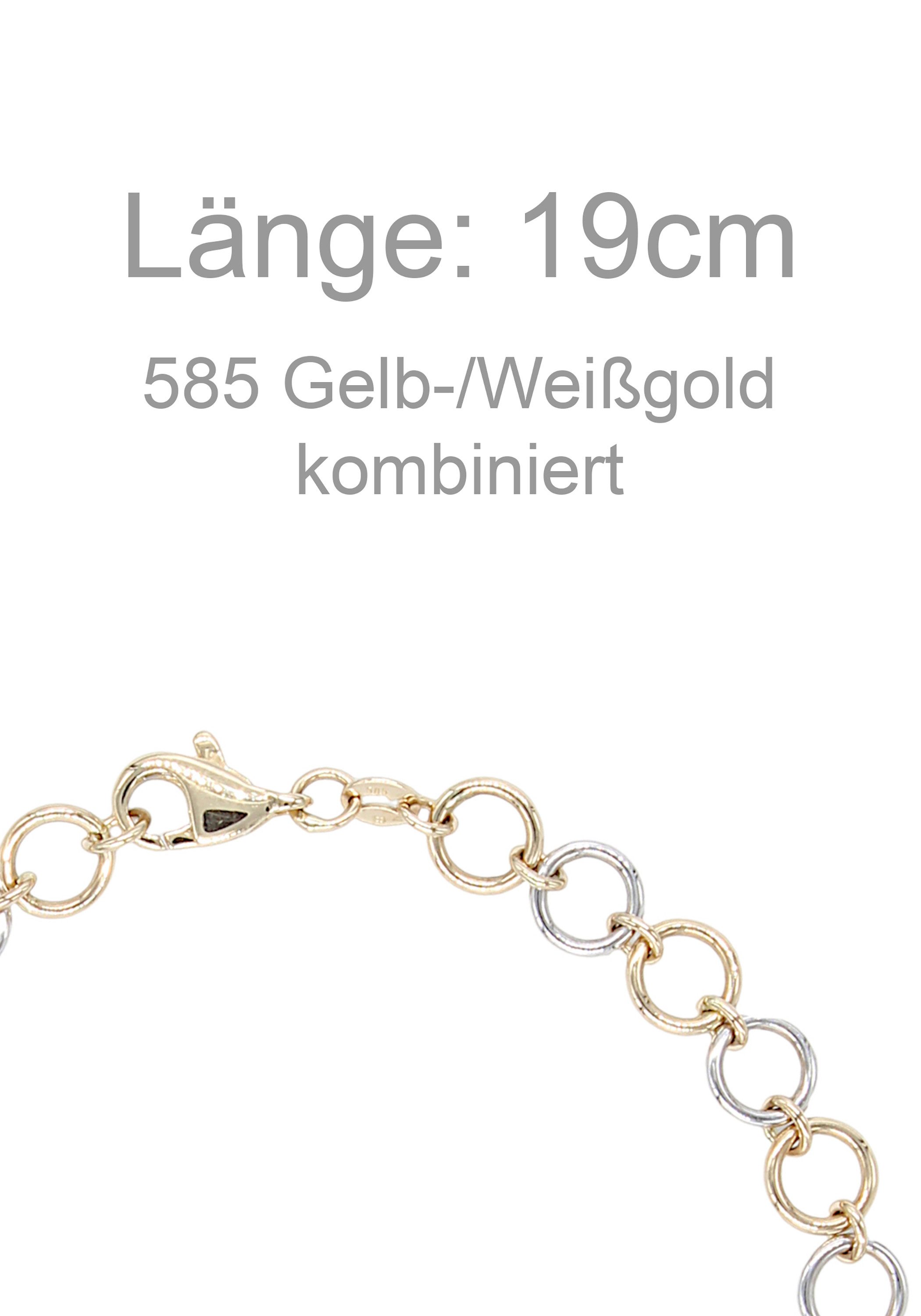 JOBO Goldarmband Armband Ösenarmband mit großen Gliedern 19 cm, 585 Gold Bicolor