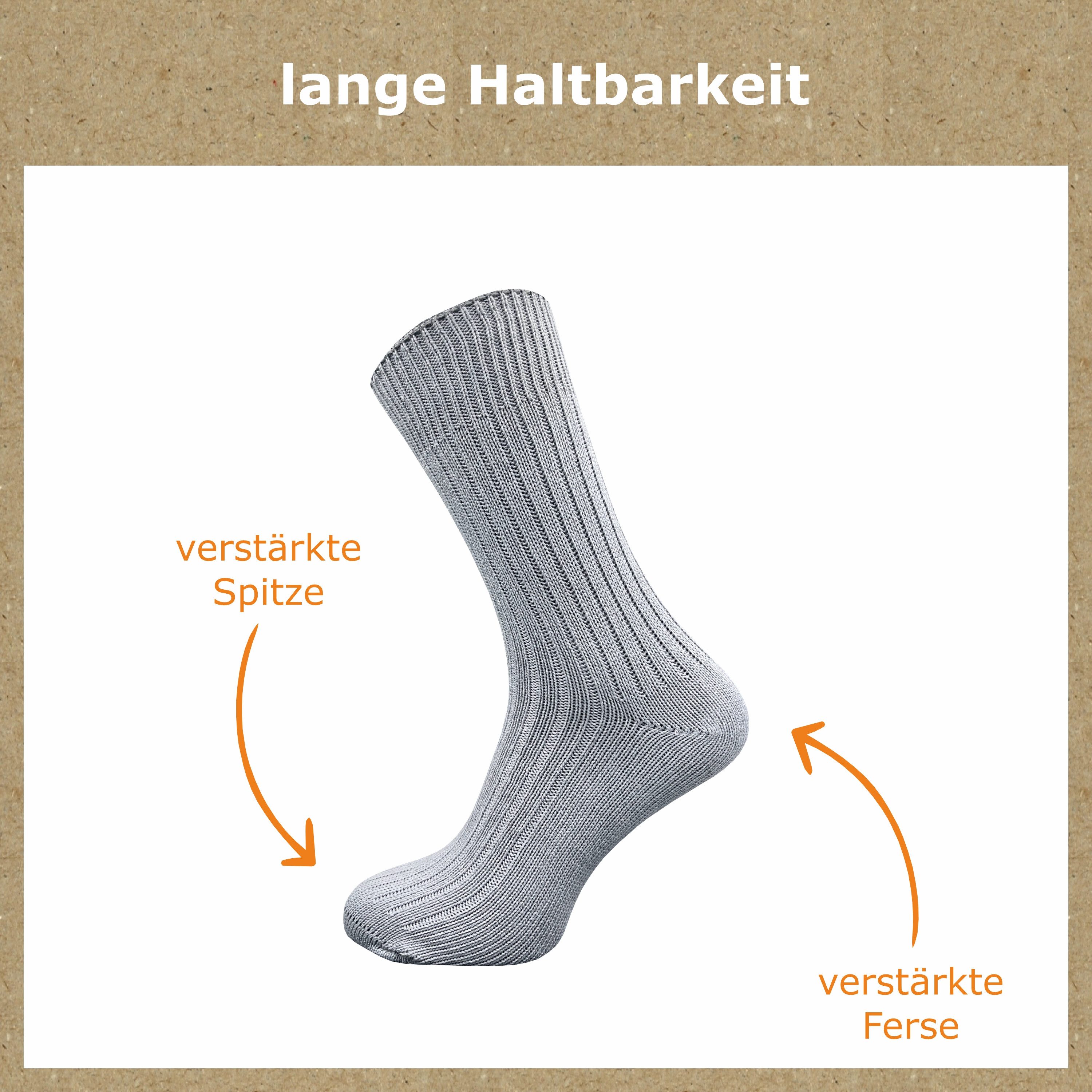 GAWILO Komfortsocken "Natur" aus 100% reiner, naturbelassener Baumwolle für Damen & Herren (6 Paar) Etwas gröber gestrickt für extra Tragekomfort & angenehmes H – Bild 5 von 5