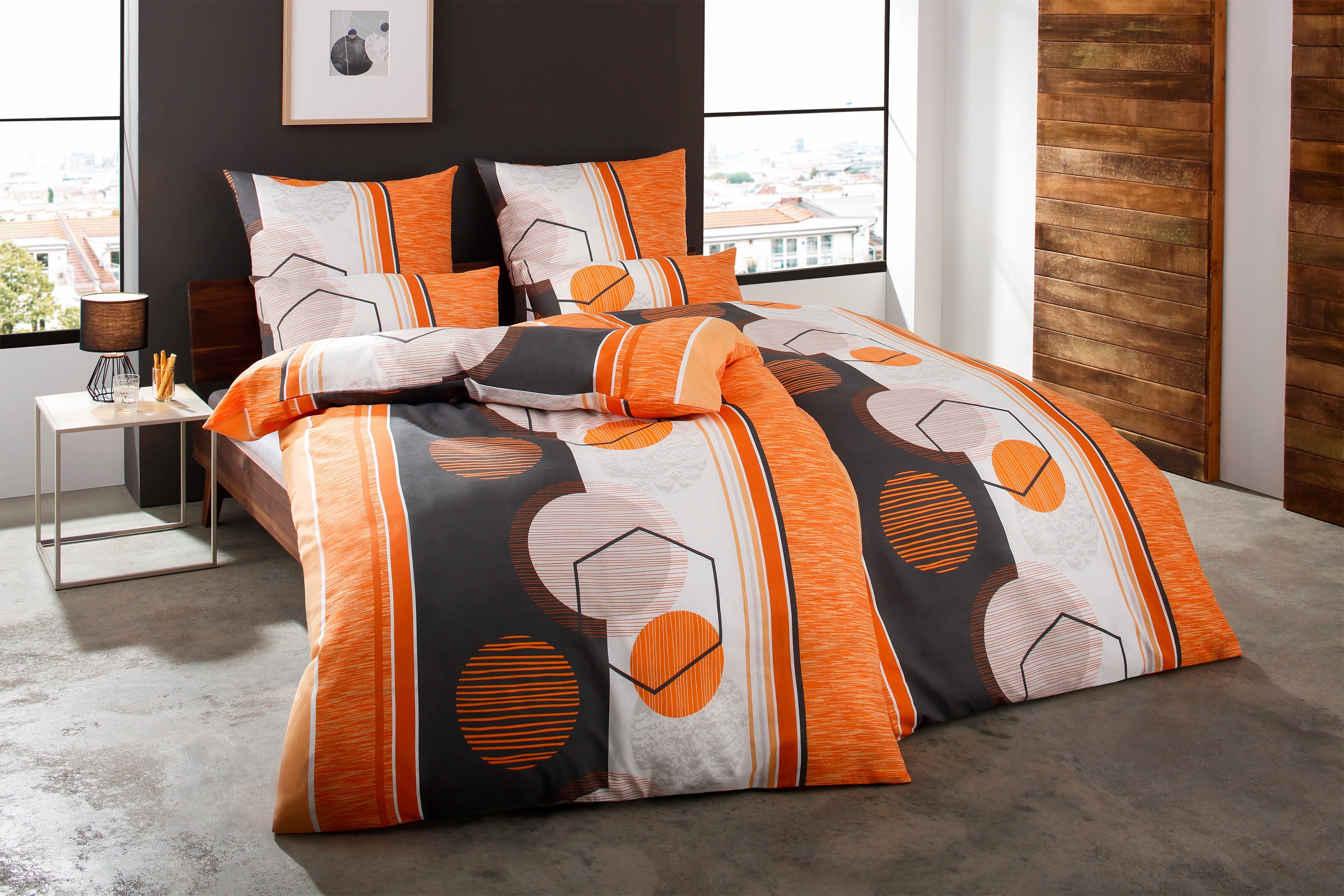 Bettwäsche Emmi in Gr. 135x200 oder 155x220 cm, my home, Polycotton, 2 teilig, moderne Bettwäsche aus Baumwolle, Bettwäsche mit geometrischem Muster