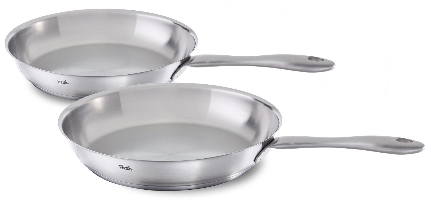 Fissler Сковороды-Set Catania, Edelstahl 18/10 (Set, 2-tlg., Ø 24 cm + 28 cm), Backofen- und Spülmaschinengeeignet, Inuktion