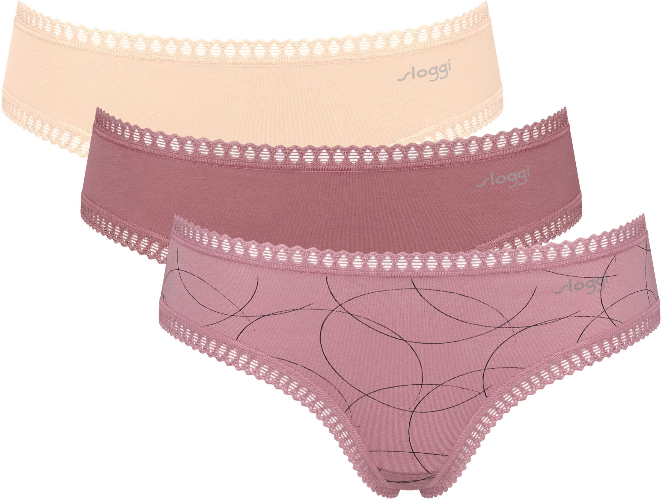 sloggi Hipster GO Crush Hipster C3P (3er Pack) mit Spitzendetails