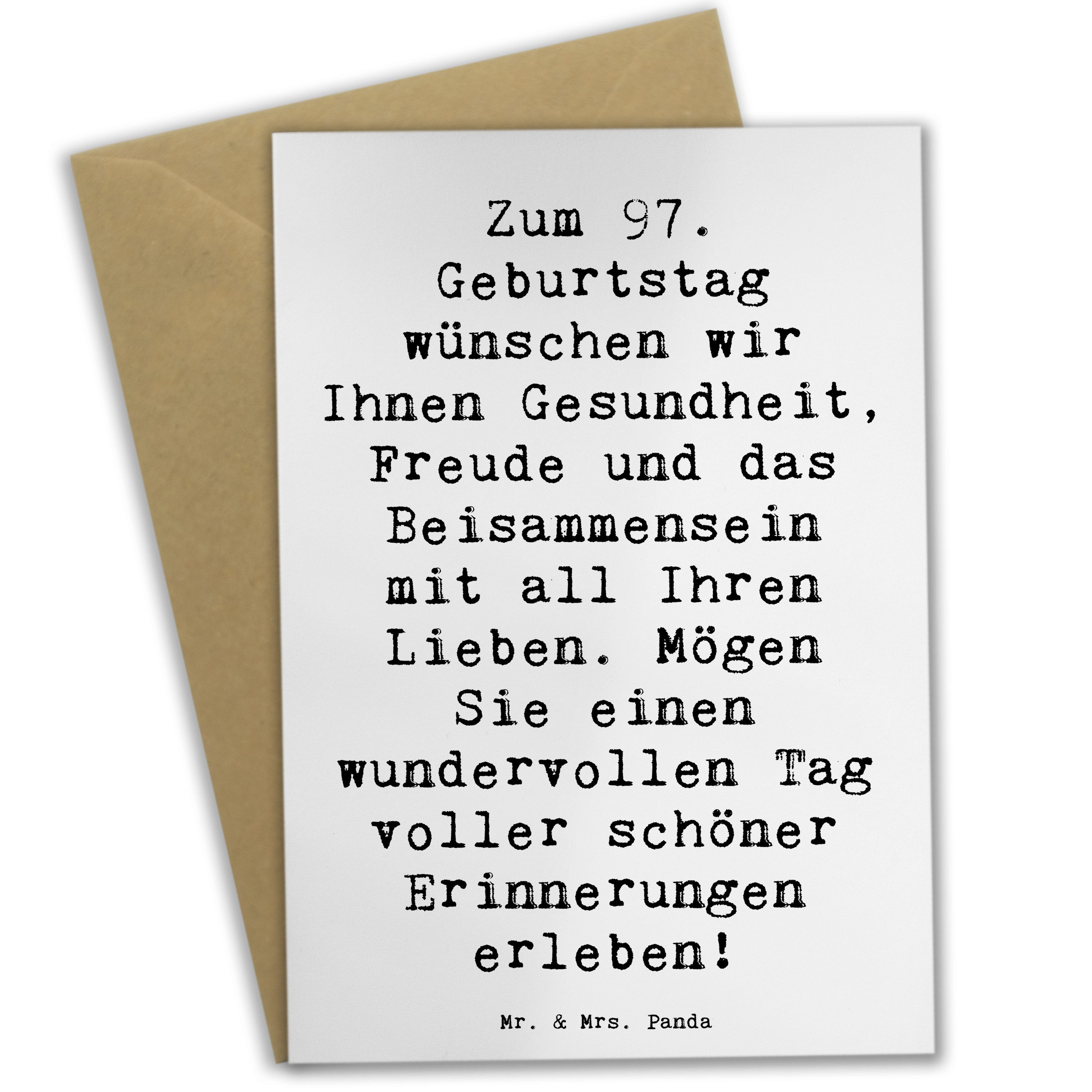 Grußkarte Spruch 97. Geburtstag - Weiß - Geschenk, Jubiläum, Grußkarte, Liebe