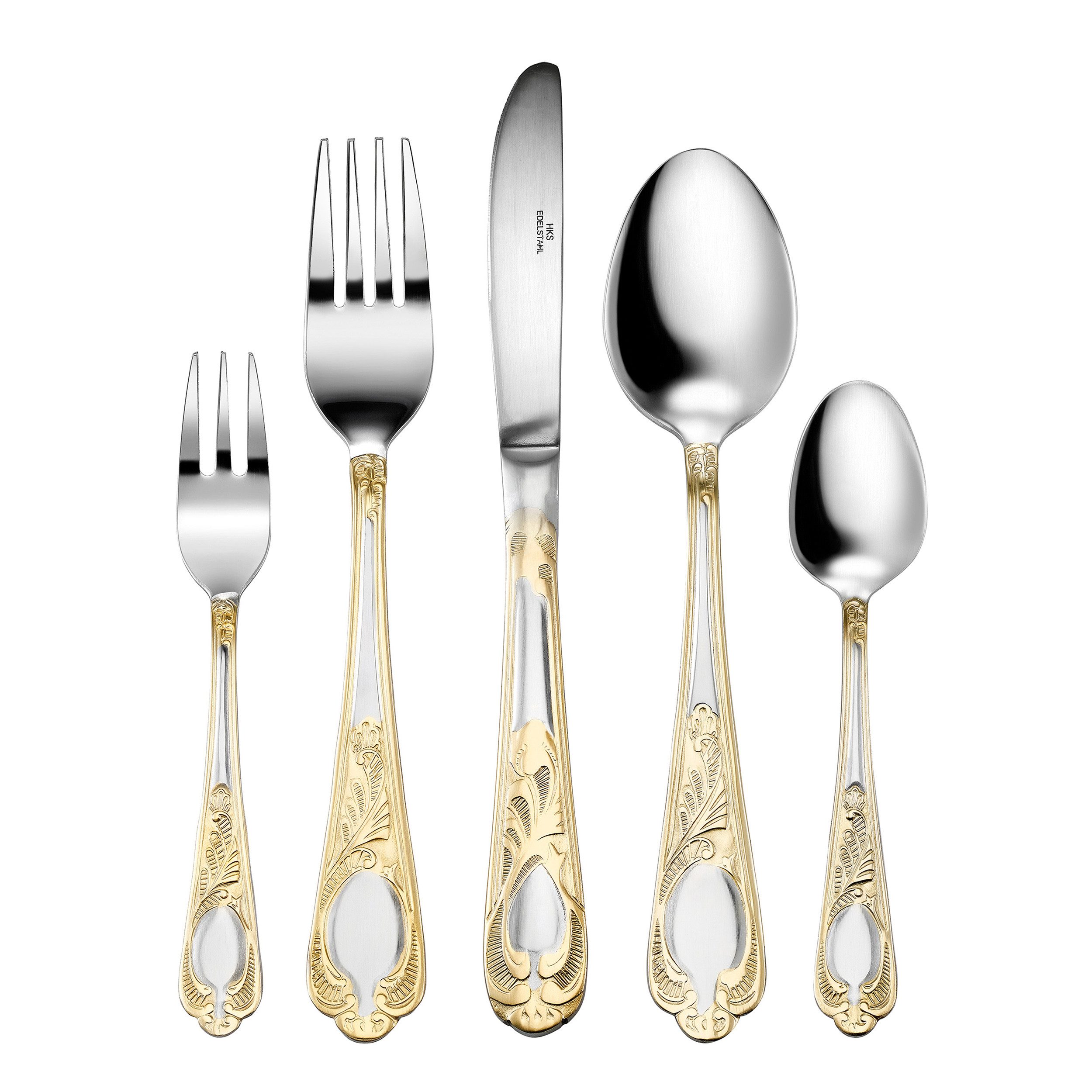 Karcher Besteck-Set Boston 72-teilig (72-tlg), Edelstahl, 72-teilig für 12 Personen, Edelstahl, dekorvergoldet