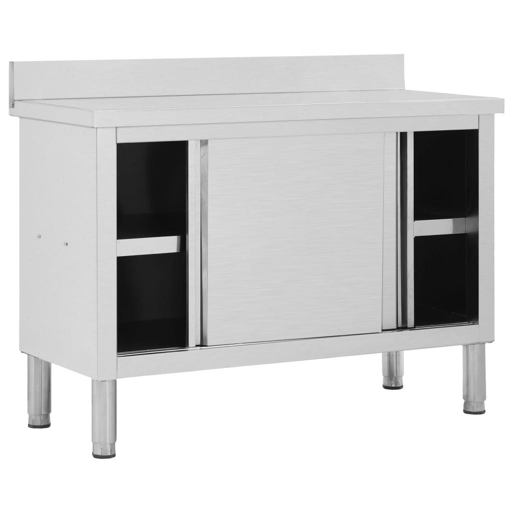 furnicato Stauraumschrank Gastro-Arbeitstisch Edelstahl 120 x 50 x (95-97) cm (1-St) Hygiene-Arbeitsschrank mit Schiebetür und Stauraum für Gastronomie