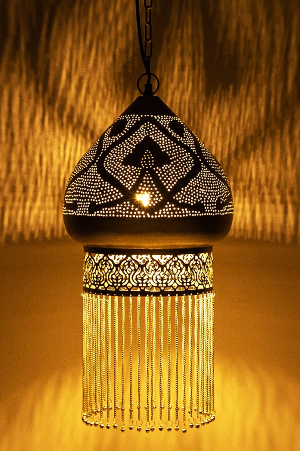 Marrakesch Orient & Mediterran Interior Pendelleuchte Hängeleuchte Archita Silber 60cm, Orientalische Pendellampe Metall, Handarbeit