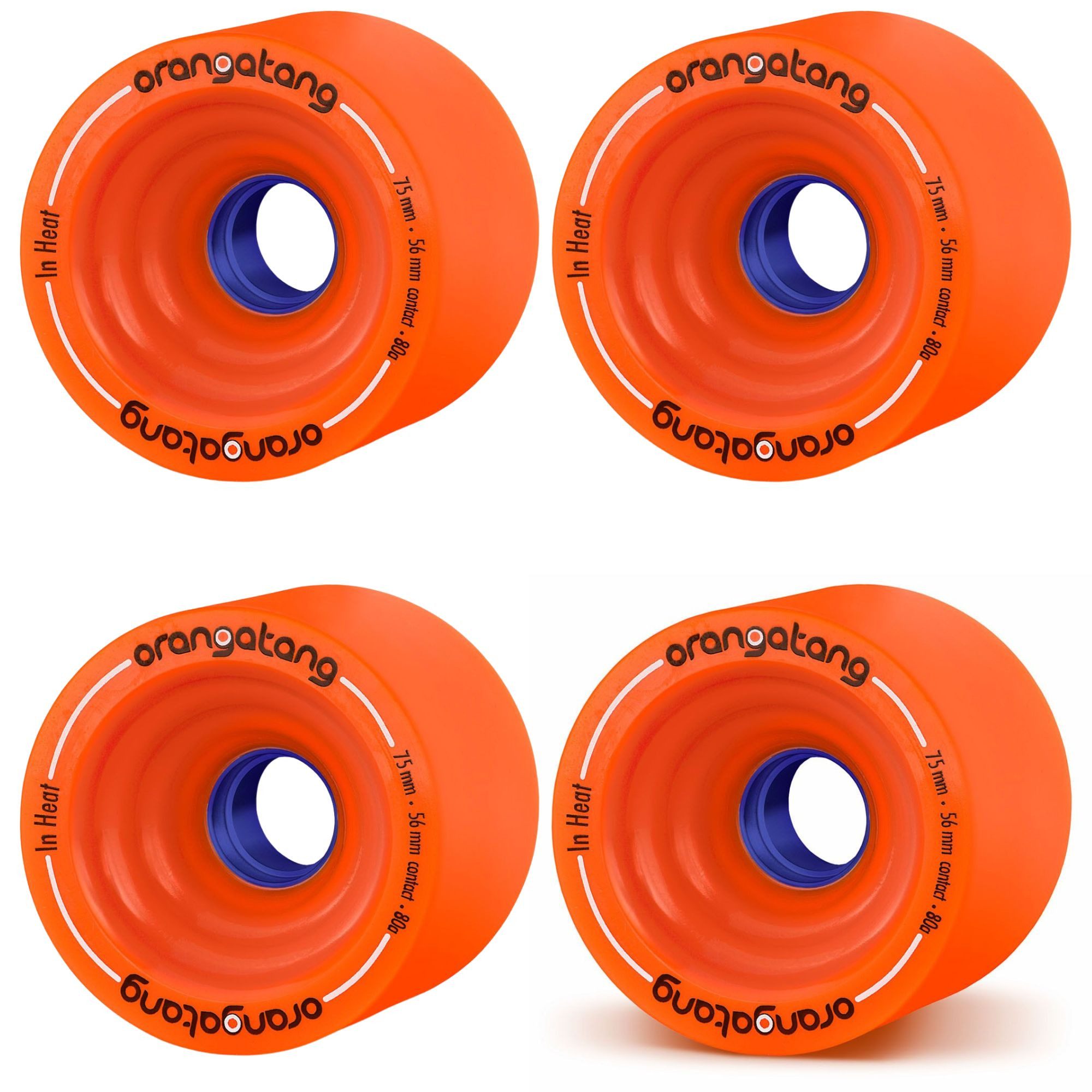 Orangatang Longboard-Rolle Orangatang In Heat Longboard Rollen 75mm 80a (4erSet) Orange