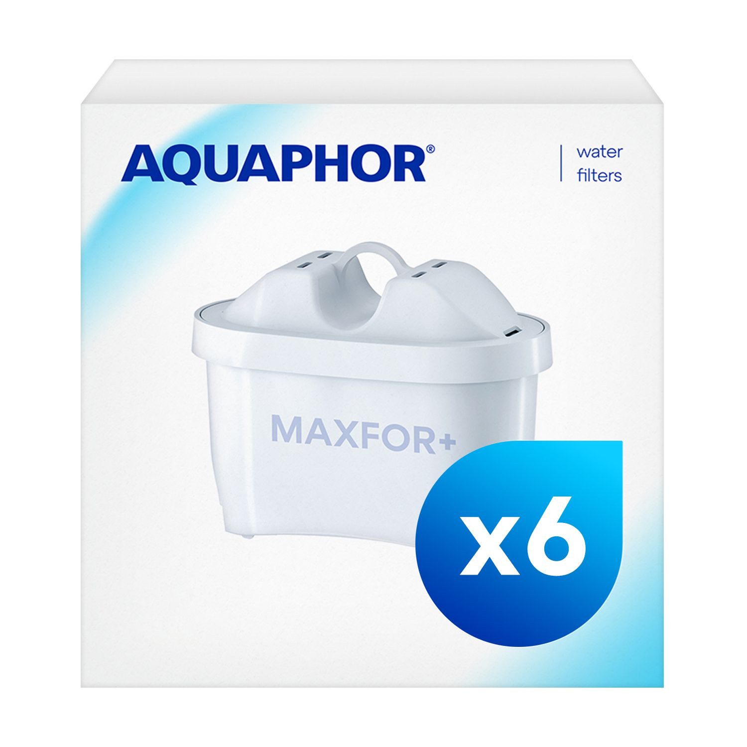 AQUAPHOR Kalk- und Wasserfilter Filterkartusche MAXFOR+ Pack 6 - gegen Kalk, Chlor & weitere Stoffe, Zubehör für AQUAPHOR Modellen Onyx, Jasper, Amethyst, Glaskanne und Tischwasserfiltern anderer Hersteller, AQUALEN Technologie. Bis zum 200 L. Kapazität., BPA frei