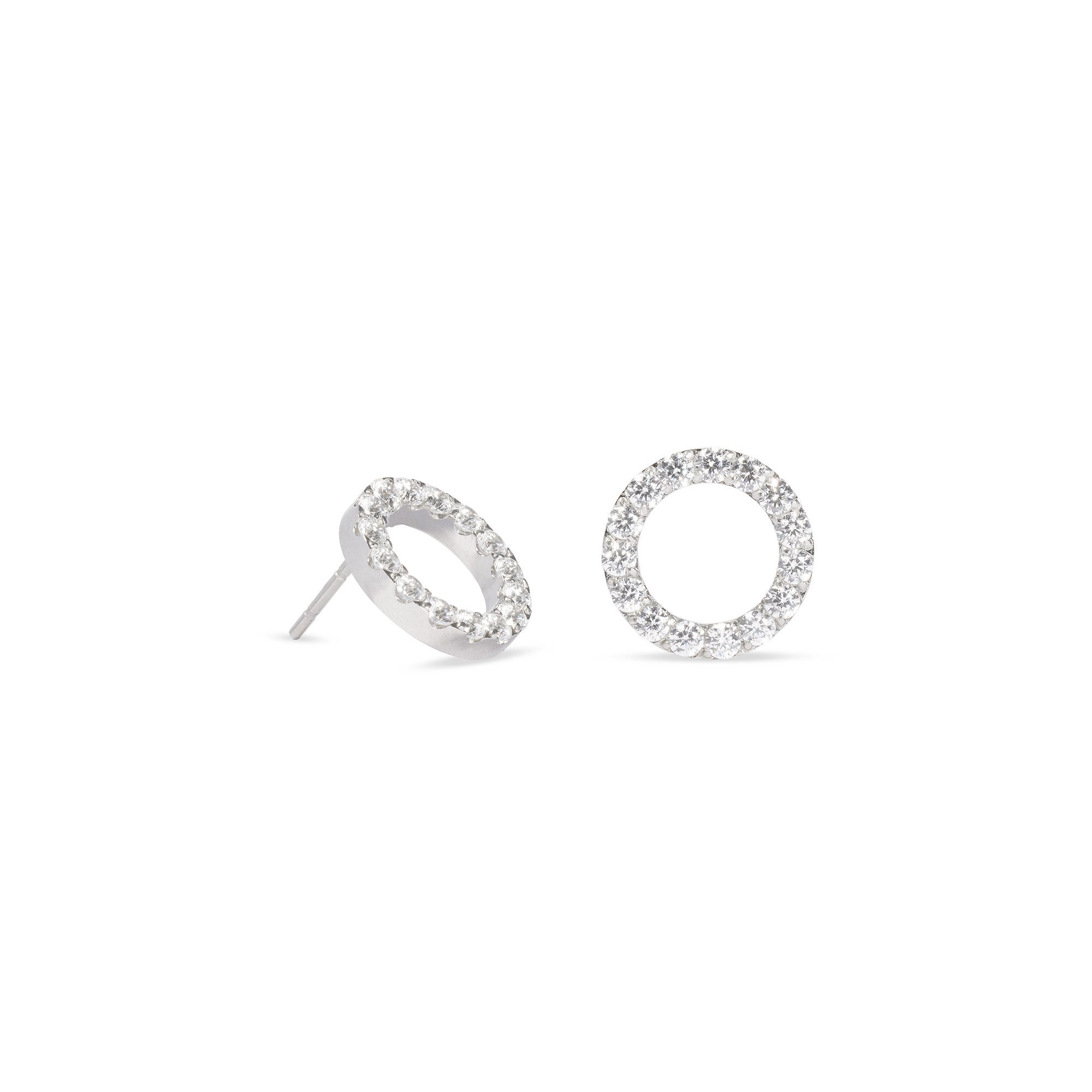 COEUR DE LION Paar Ohrstecker Schmuck Geschenk Edelstahl Ohrringe Sparkling Circle Würfelkette, mit Zirkonia (synth)