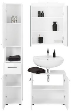 INOSIGN Badmöbel-Set Sovana, (Set, 3-St), Spiegelschrank mit LED-Beleuchtung, Hochschrank und Waschbeckenschrank