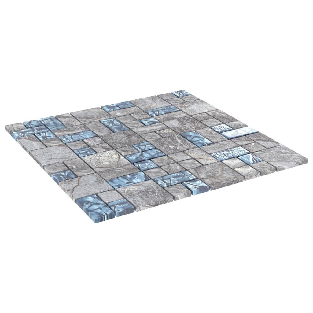 vidaXL Verblender Mosaikfliesen 11 Stk. Grau Blau 30x30 cm Glas, (11-tlg)