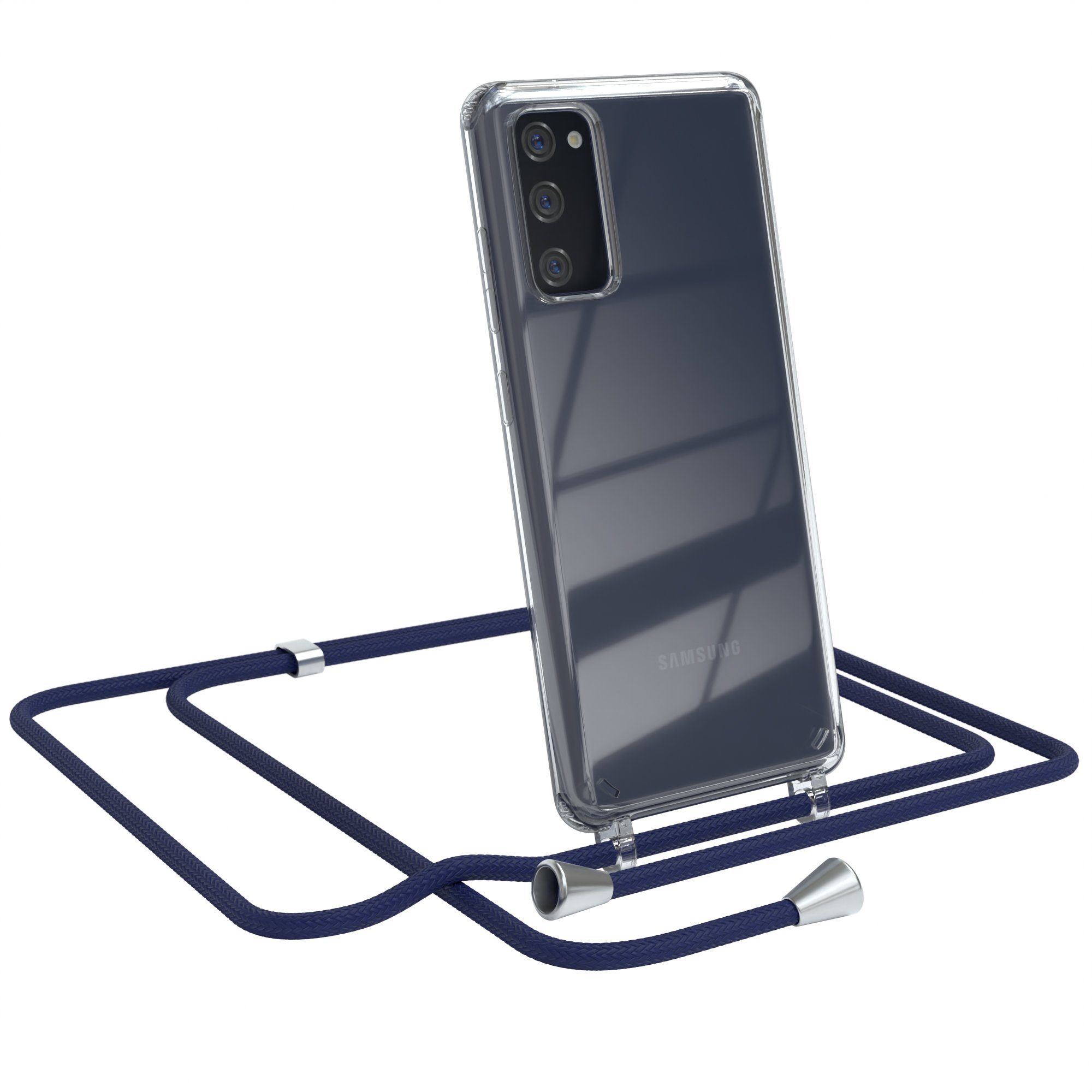 EAZY CASE Handykette Hülle mit Kette für Samsung Galaxy S20 FE / 5G 6,5 Zoll, Kette zum Umhängen Backcover Etui Schutzhülle Hülle mit Band Case Blau