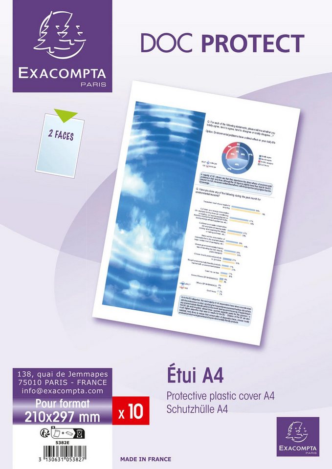 Thumbnail - EXACOMPTA Prospekthülle 10x Dokumentschutzhüllen A4 PVC glatt 200µ Kristall 5382E, Dokumentenschützhüllen