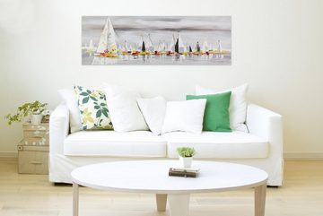 KUNSTLOFT Gemälde Durch die sieben Meere 150x50 cm, Leinwandbild 100% HANDGEMALT Wandbild Wohnzimmer