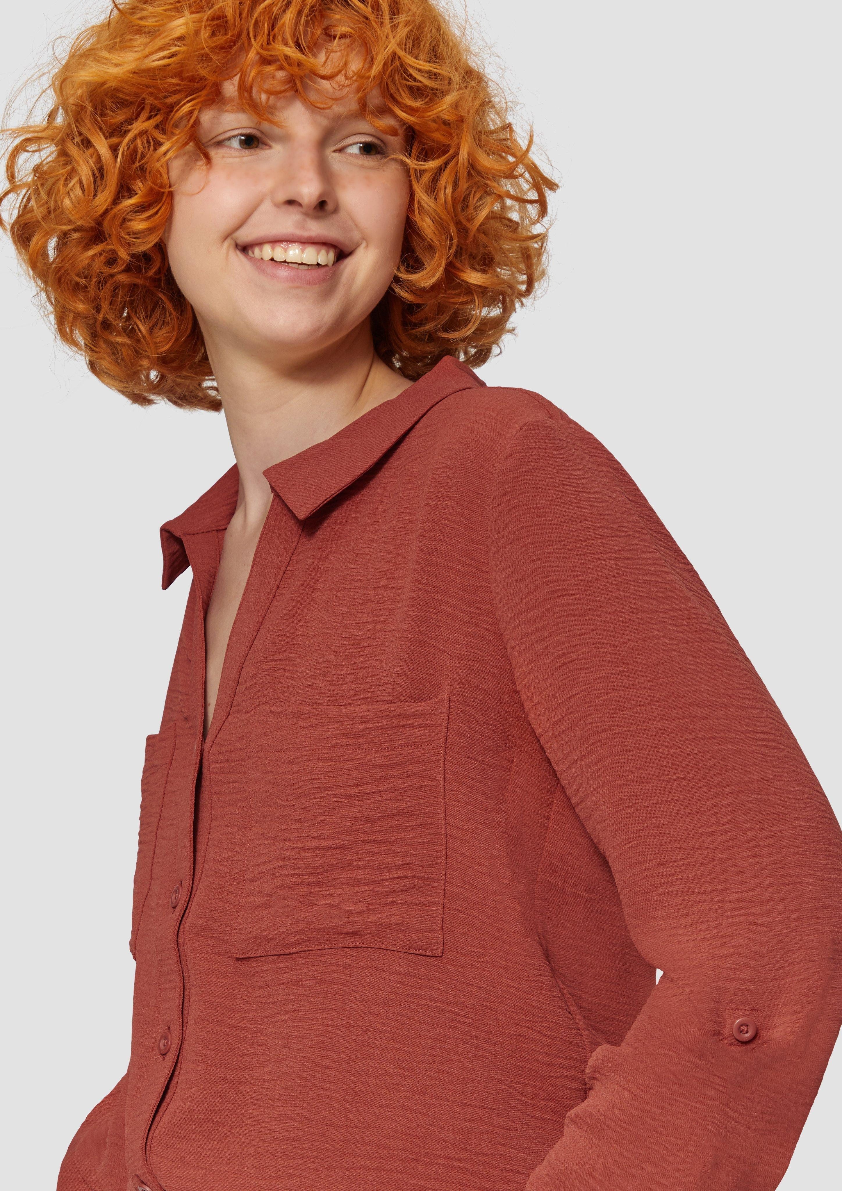 QS Langarmbluse Crêpe-Bluse mit Brusttaschen günstig online kaufen