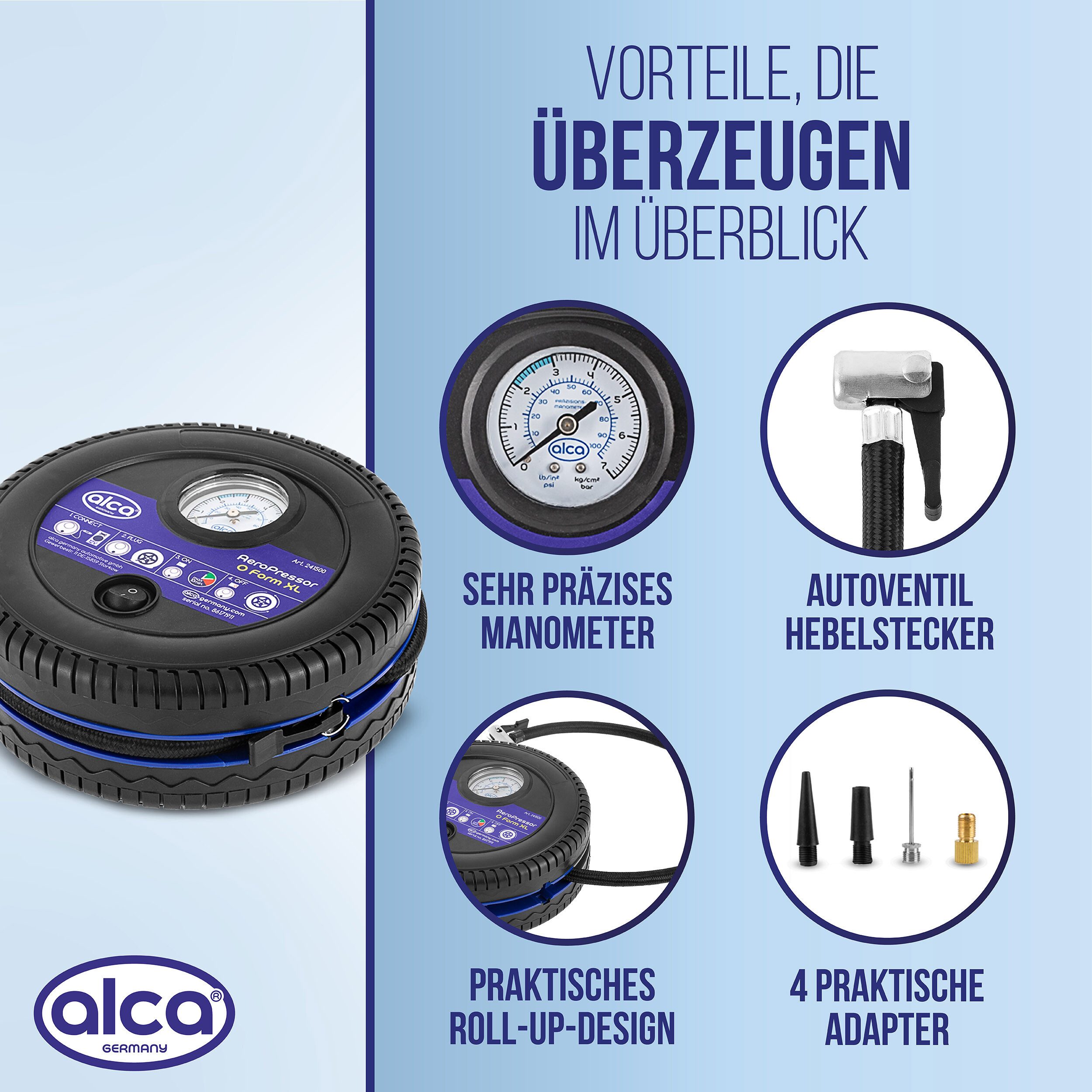 alca Kompressor Kompressor mini elektr. Auto Luftpumpe 12V Luftkompressor, 90 W, max. 7 bar, 1-tlg.