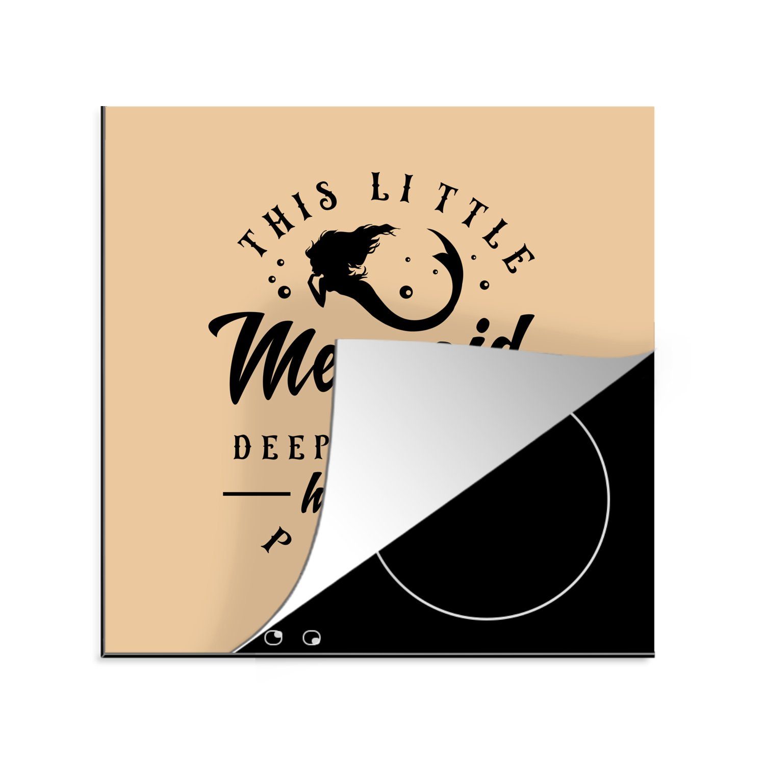 MuchoWow Herdblende-/Abdeckplatte Meerjungfrau - Pirat - Zitate, Vinyl, (1 tlg), 78x78 cm, Ceranfeldabdeckung, Arbeitsplatte für küche