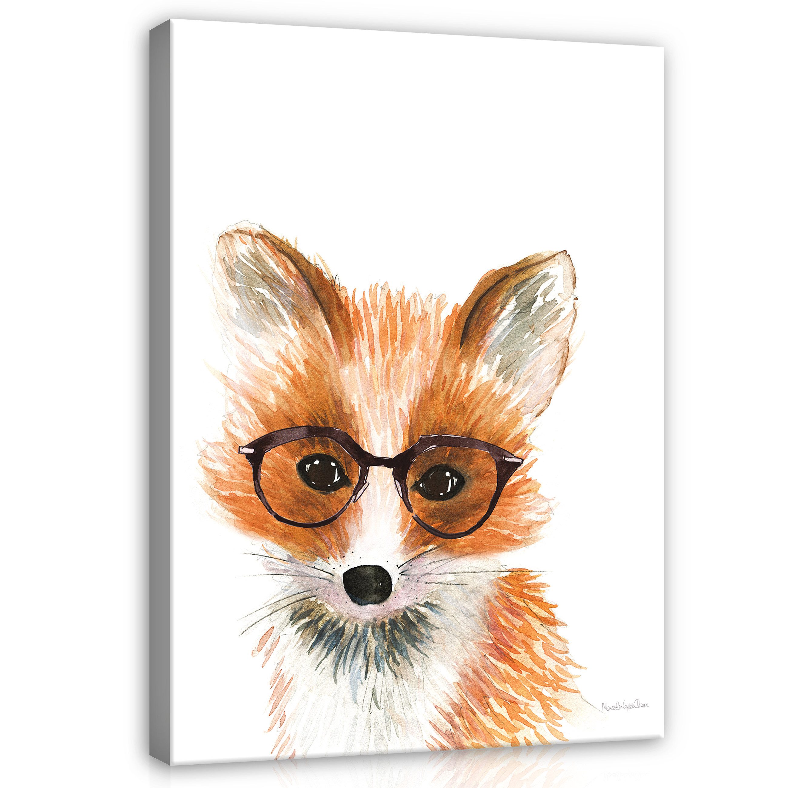 Wallarena Leinwandbild Kinderzimmer Tiere Fuchs Mädchen Wandbild Wand Deko Leinwandbilder, Fuchs (Einteilig, 1 St), Leinwand Изображения Kinderzimmer Kinder Wandbilder Leinwandbilder