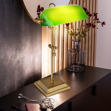 Globo Schreibtischlampe, Leuchtmittel inklusive, Warmweiß, Farbwechsel, Schreib Nacht Tisch Leuchte dimmbar Banker Lampe bronze antik