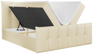 MKS MÖBEL Boxspringbett PREMIUM 11, Polsterbett mit Kopfteil - Doppelbett mit Bettkasten für Schlafzimmer